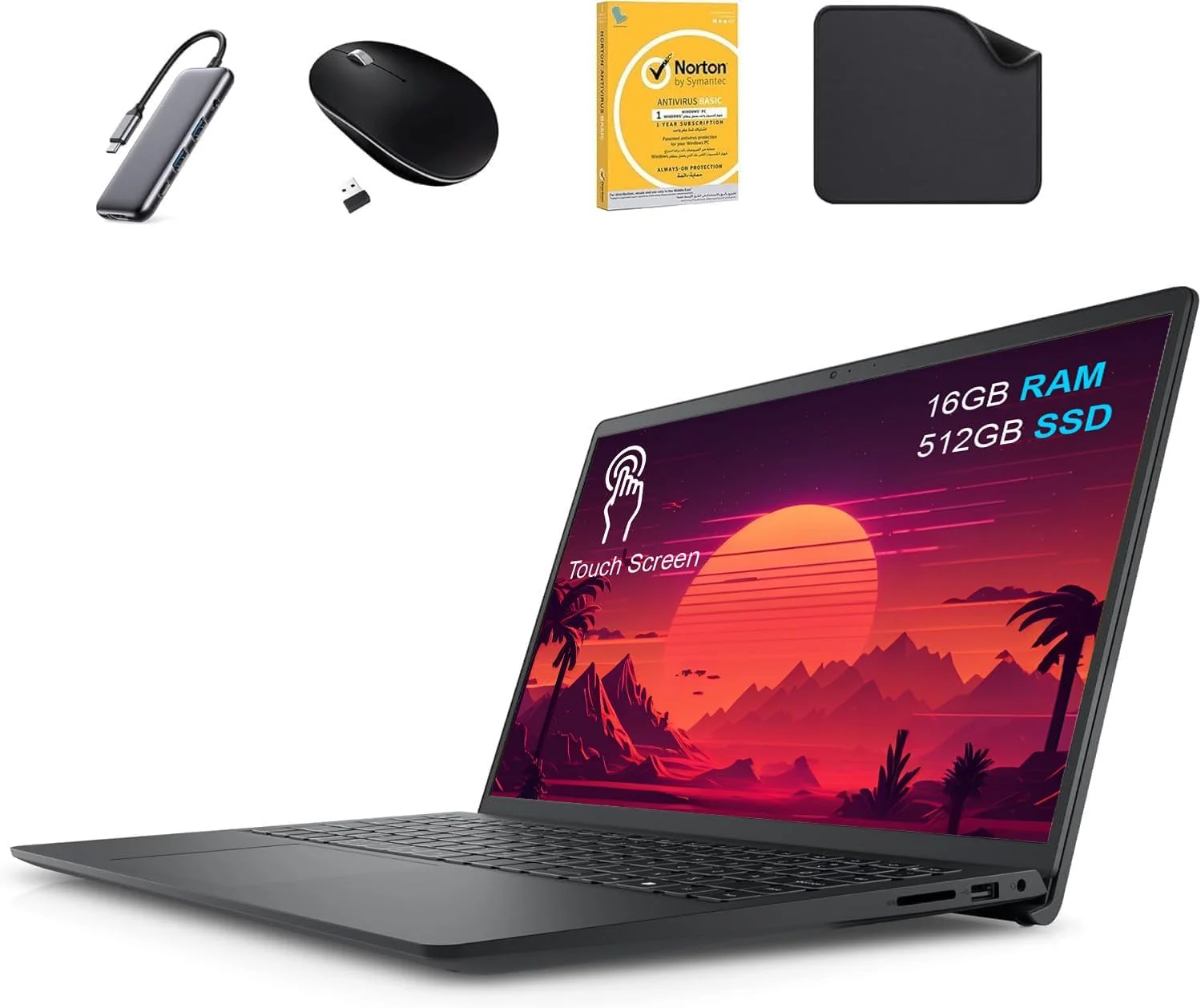 لپ تاپ دل Inspiron 3535 - شامل هاب 5 در 1 + آنتی ویروس + ماوس بی سیم + پد ماوس | صفحه نمایش لمسی 15.6 اینچی FHD، AMD Ryzen 7-7730U، رم 16 گیگابایتی، SSD 512 گیگابایتی، گرافیک AMD Radeon، ویندوز 11 هوم