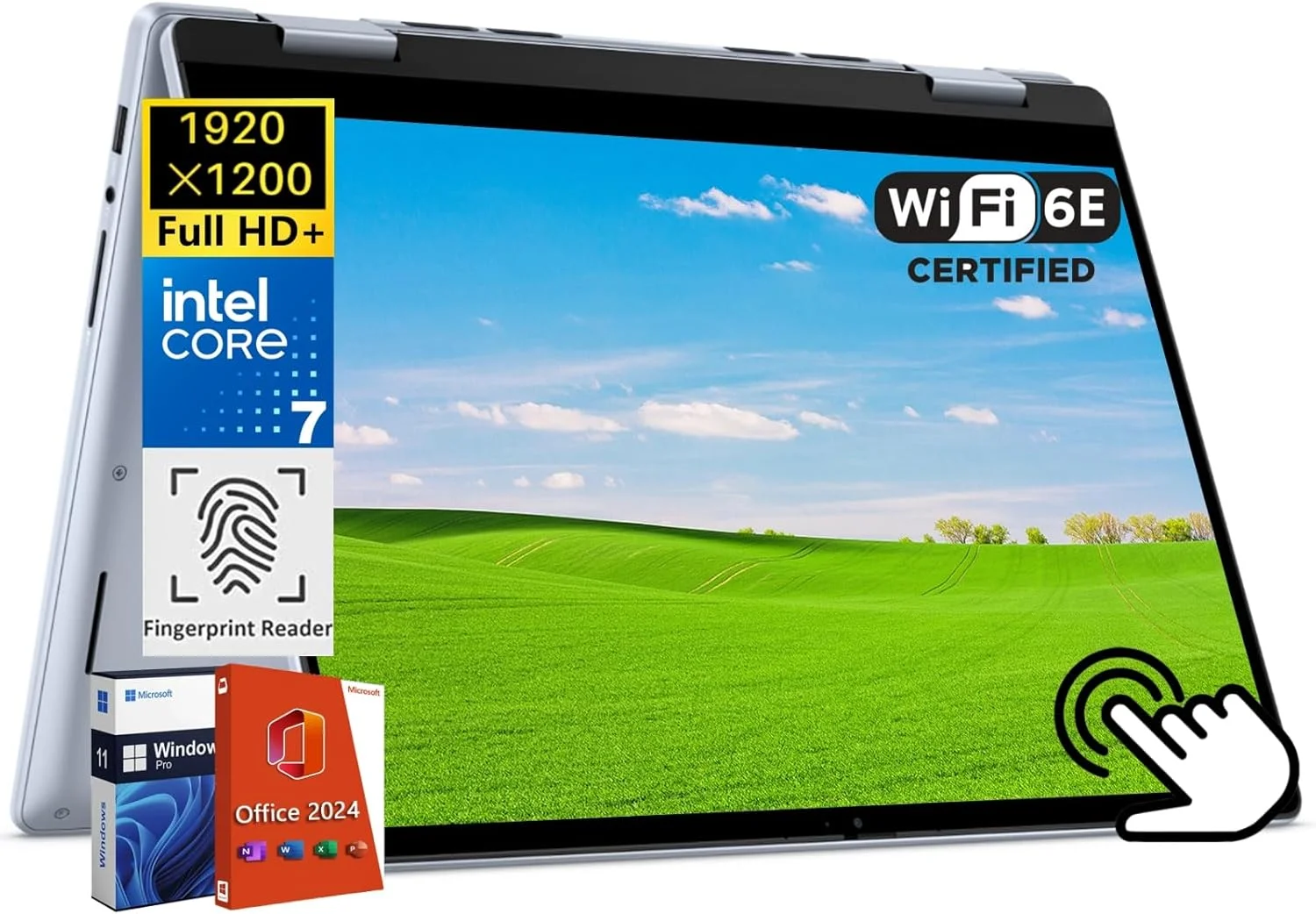 لپ تاپ لمسی 2 در 1 دل Inspiron 14 7440، پردازنده 10 هسته ای Intel 7-150U، صفحه نمایش 14 اینچی IPS 1920x1200 FHD، رم 32 گیگابایتی DDR5، حافظه SSD 2 ترابایتی، کیبورد با نور پس زمینه، ویندوز 11 پرو، لایسنس مادام العمر Office Pro 2024، ماوس