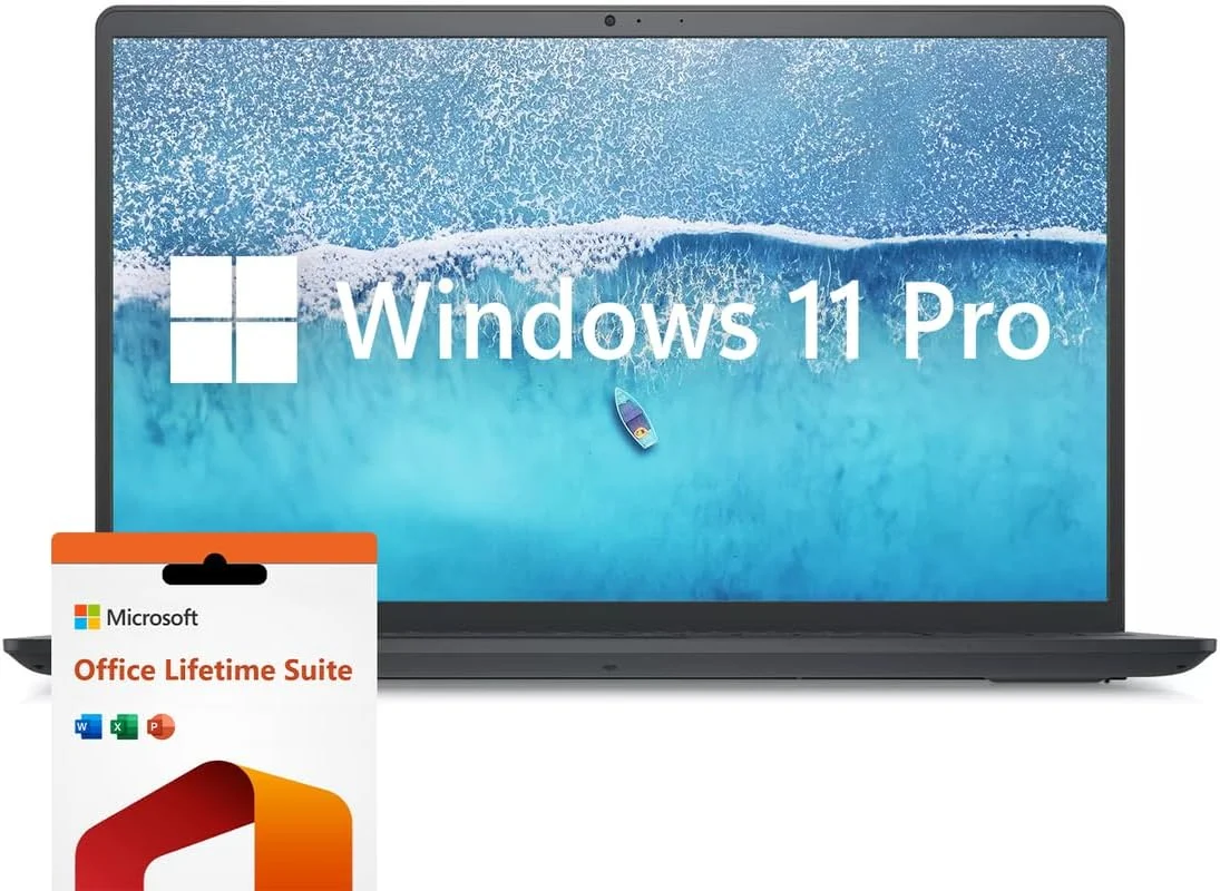 لپ تاپ دل Inspiron 15.6 اینچی، لپ تاپ ویندوز 11 پرو با 16 گیگابایت رم و 1 ترابایت SSD، پردازنده Intel Core i7-1255U، صفحه نمایش 1920 x 1080 IPS 120 هرتز، لایسنس مادام العمر Microsoft Office، صفحه کلید عددی، مشکی
