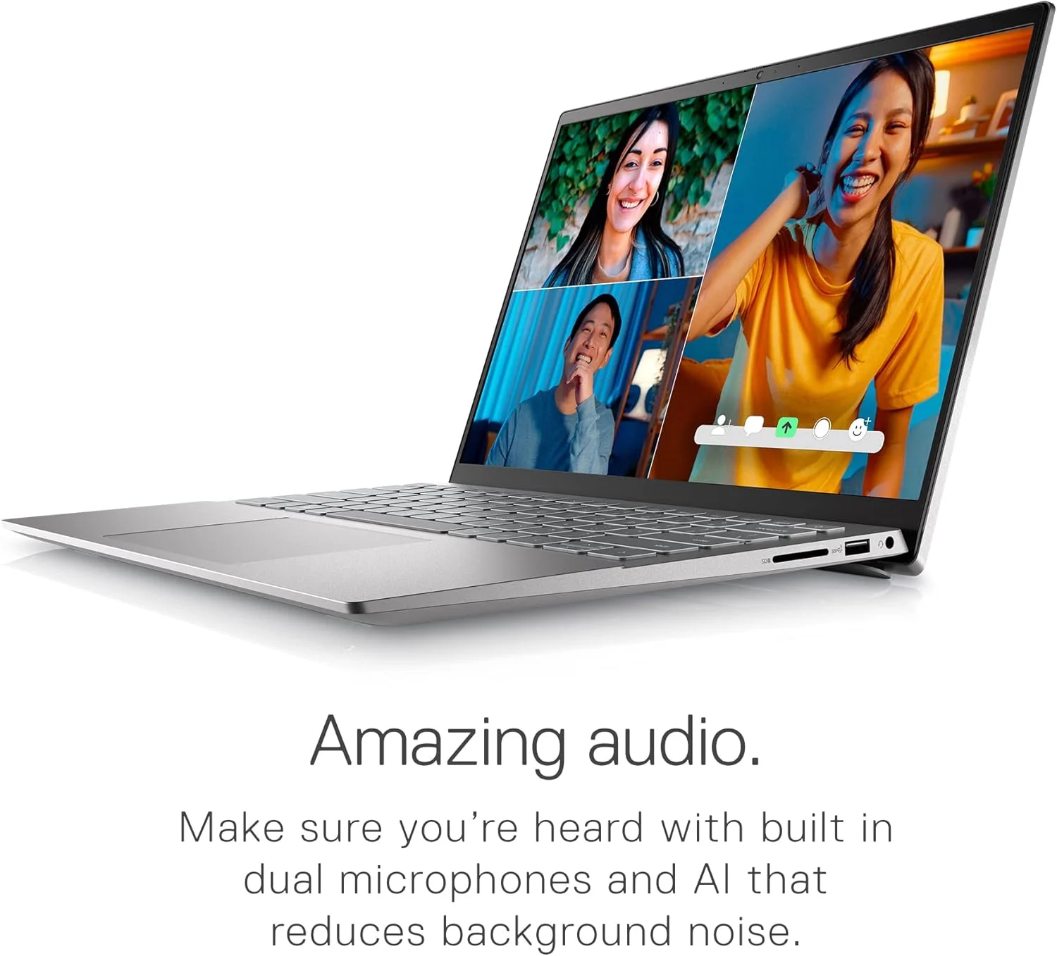 لپ تاپ 14 اینچی Dell Inspiron 5420 FHD+، پردازنده Intel Core i7 1255U، رم 8 گیگابایتی، SSD 512 گیگابایتی، کیبورد با نور پس زمینه، حسگر اثر انگشت، ویندوز 11 هوم نقره ای پلاتینیوم، 9D87N، Inspiron 14 5420