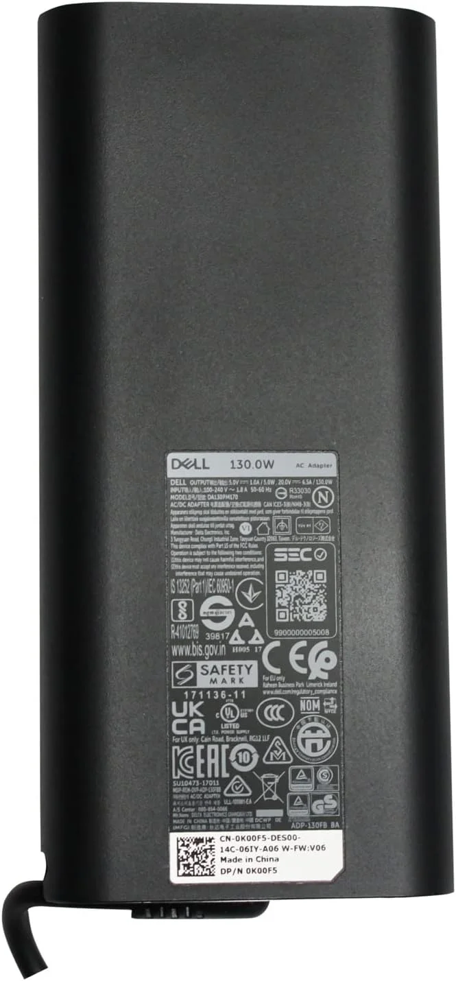 آداپتور AC جایگزین 130 واتی USB-C/USB Type C اصلی دل برای Precision 5530 2in1، XPS 15 2in1 9575، DP/N 0M0H25/M0H25، 0K00F5/K00F5، مدل DA130PM170، HA130PM170