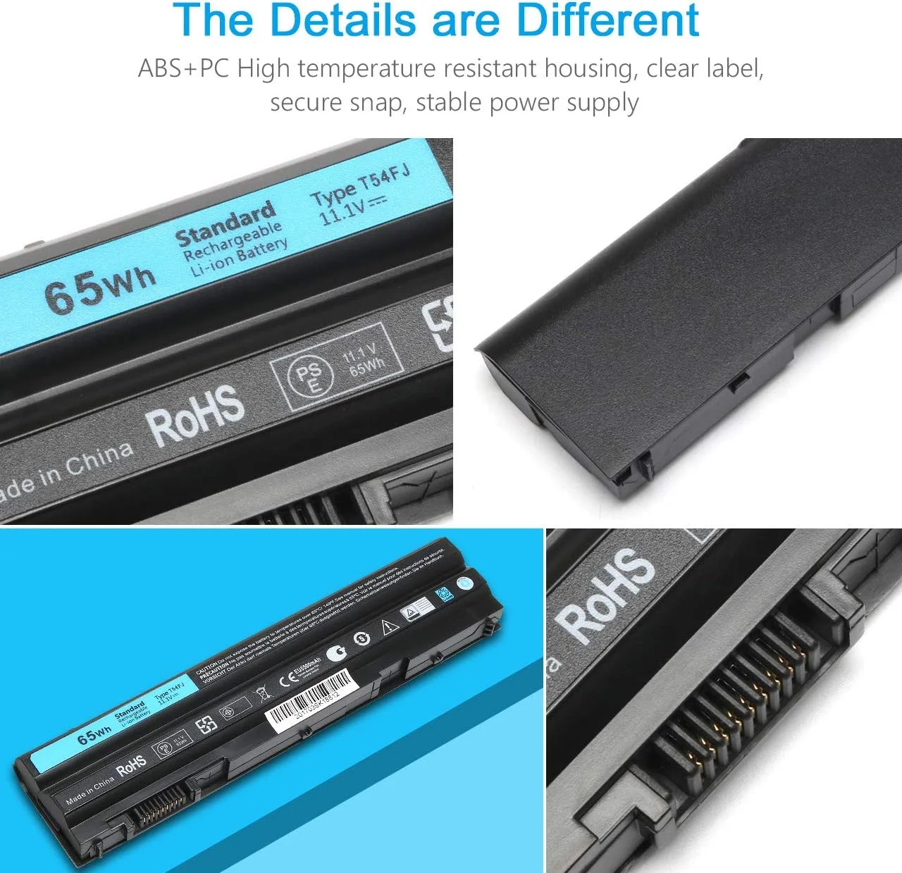 باتری جدید لپ تاپ E6420 T54FJ برای Dell Latitude E5420 E5530 E6430 E6520 E6530 E6440 E6540 E5430 E5520 Inspiron 15R (5520) 17R (5720) 17R (7720) 15R (7520) P/N:8858X T54F3 M5Y0X P8TC7 P9TJ0 R48V
