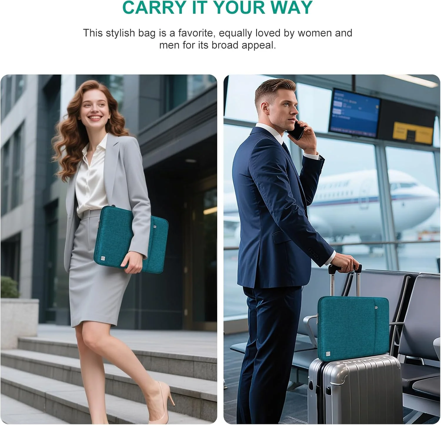 کیف لپ تاپ 17 اینچی DOMISO، کیف محافظ نوت بوک، کیف دستی حمل برای نوت بوک 17.3 اینچی/Dell Inspiron/MSI GS73VR Stealth Pro/IdeaPad 300 320 321/HP Envy/LG Gram 17 اینچی/ASUS ROG Strix GL702VS، آبی فیروزه ای