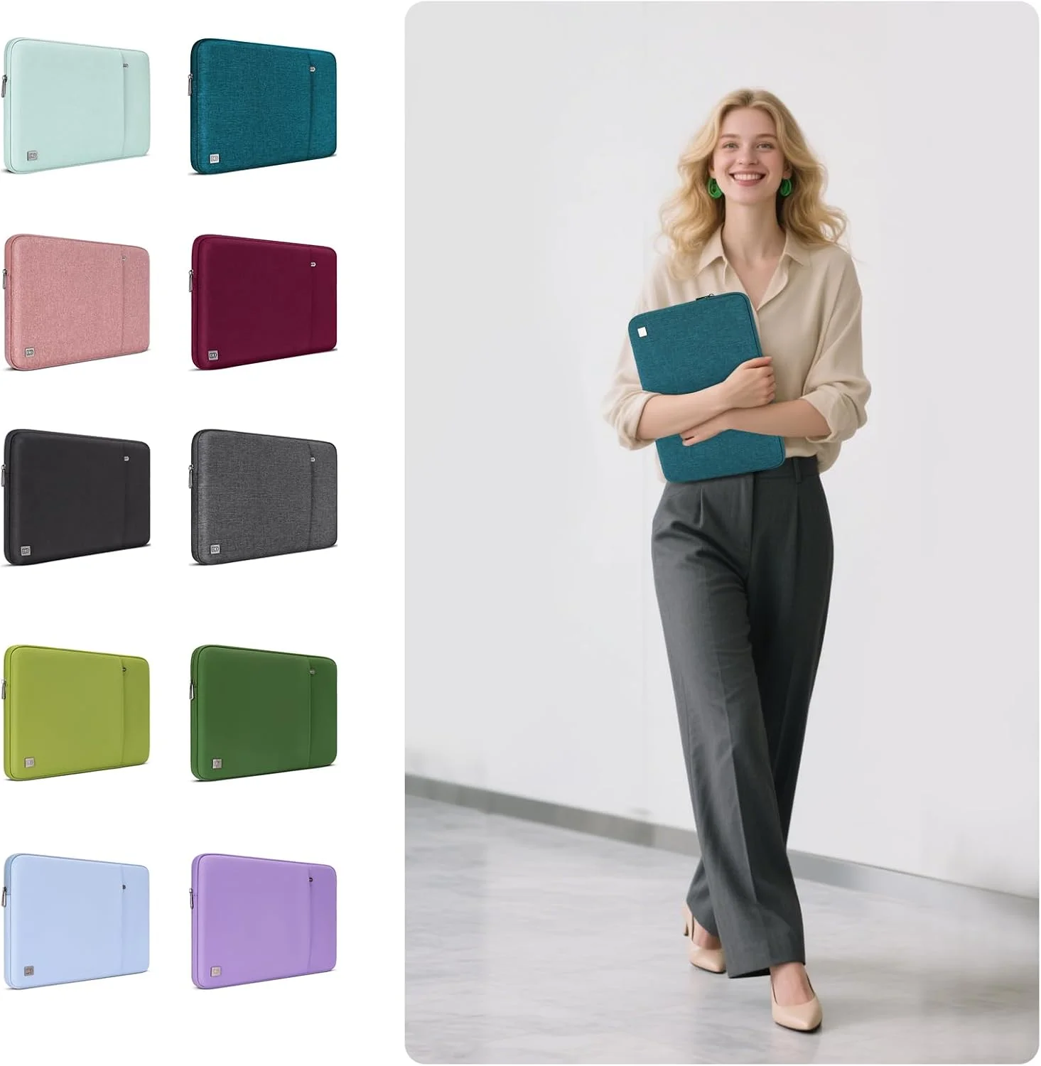 کیف لپ تاپ 17 اینچی DOMISO، کیف محافظ نوت بوک، کیف دستی حمل برای نوت بوک 17.3 اینچی/Dell Inspiron/MSI GS73VR Stealth Pro/IdeaPad 300 320 321/HP Envy/LG Gram 17 اینچی/ASUS ROG Strix GL702VS، آبی فیروزه ای