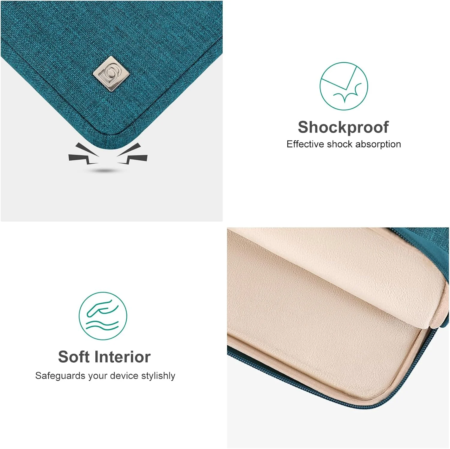 کیف لپ تاپ 17 اینچی DOMISO، کیف محافظ نوت بوک، کیف دستی حمل برای نوت بوک 17.3 اینچی/Dell Inspiron/MSI GS73VR Stealth Pro/IdeaPad 300 320 321/HP Envy/LG Gram 17 اینچی/ASUS ROG Strix GL702VS، آبی فیروزه ای