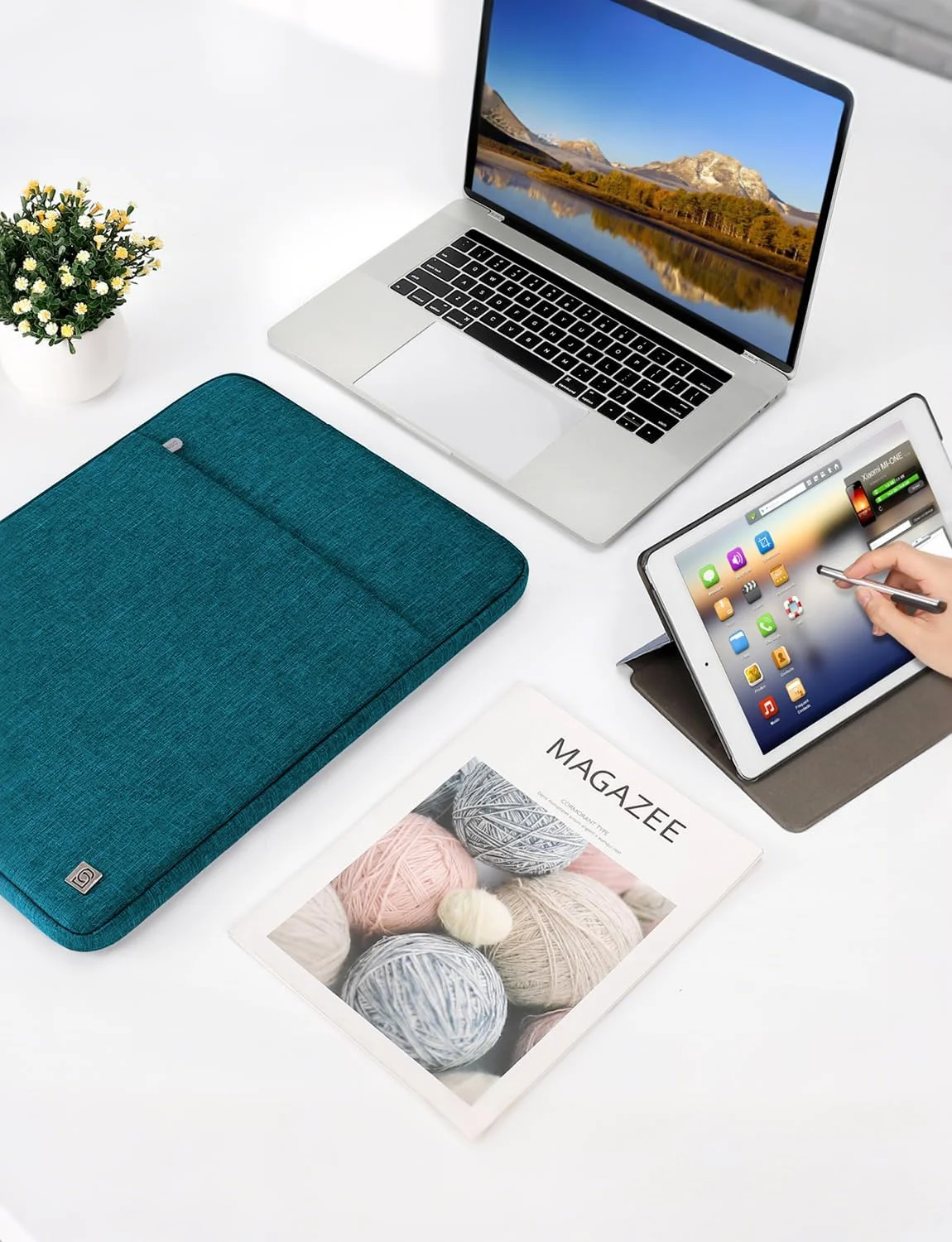 کیف لپ تاپ 17 اینچی DOMISO، کیف محافظ نوت بوک، کیف دستی حمل برای نوت بوک 17.3 اینچی/Dell Inspiron/MSI GS73VR Stealth Pro/IdeaPad 300 320 321/HP Envy/LG Gram 17 اینچی/ASUS ROG Strix GL702VS، آبی فیروزه ای