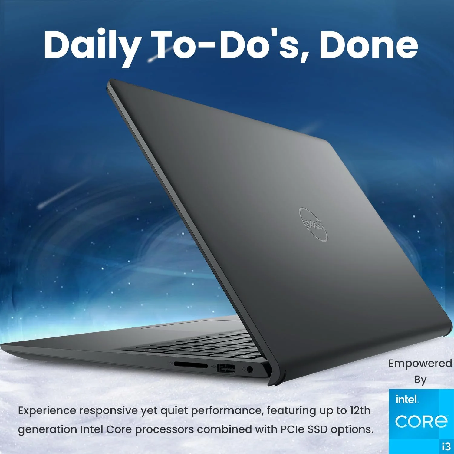 لپ تاپ DELL Inspiron 3000 Series 3520، صفحه نمایش 15.6 اینچی FHD، پردازنده Intel Core i3-1215U، رم 8 گیگابایتی، SSD PCIe 256 گیگابایتی، کارت خوان SD، وب کم، HDMI، Wi-Fi 6، ویندوز 11 هوم، مشکی