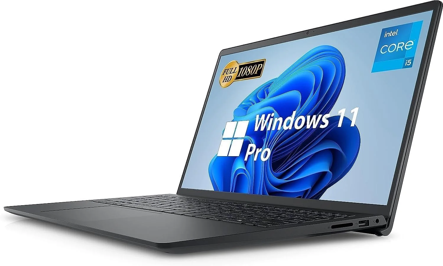 لپ تاپ تجاری DELL Inspiron 15 مدل 2023، صفحه نمایش 15.6 اینچی FHD با رزولوشن 1920x1080، پردازنده نسل دوازدهم Intel i5-1235U با فرکانس 1.30 تا 4.4 گیگاهرتز، 16 گیگابایت رم، 1 ترابایت SSD، ویندوز 11، وب کم، بلوتوث، مشکی کربنی