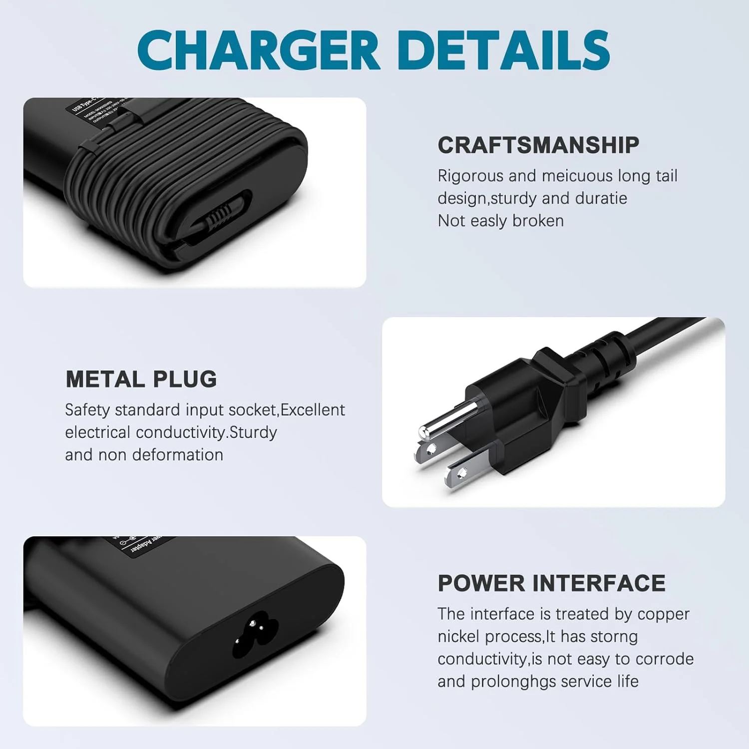 شارژر 90 واتی USB C جیپوفو برای Dell Latitude 3420 5420 Precision XPS Inspiron سری آداپتور AC