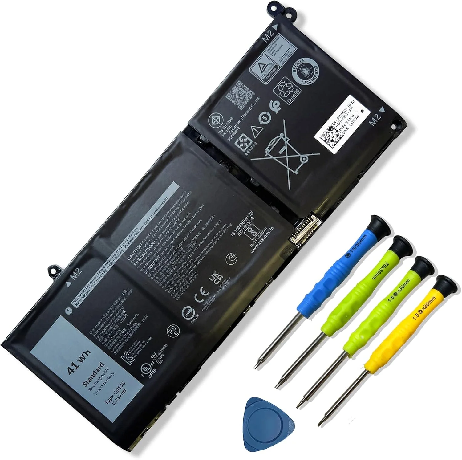باتری جایگزین Mobik G91J0 41Wh برای Dell Latitude 3320 3330 3420 3520 Inspiron 3510 3511 3515 3525 3530 5310 5410 5418 5510 5515 5518 14 Plus 7420 7415 2-in-1 Vostro 5620 5625 V6W33 TN70C 11.25V