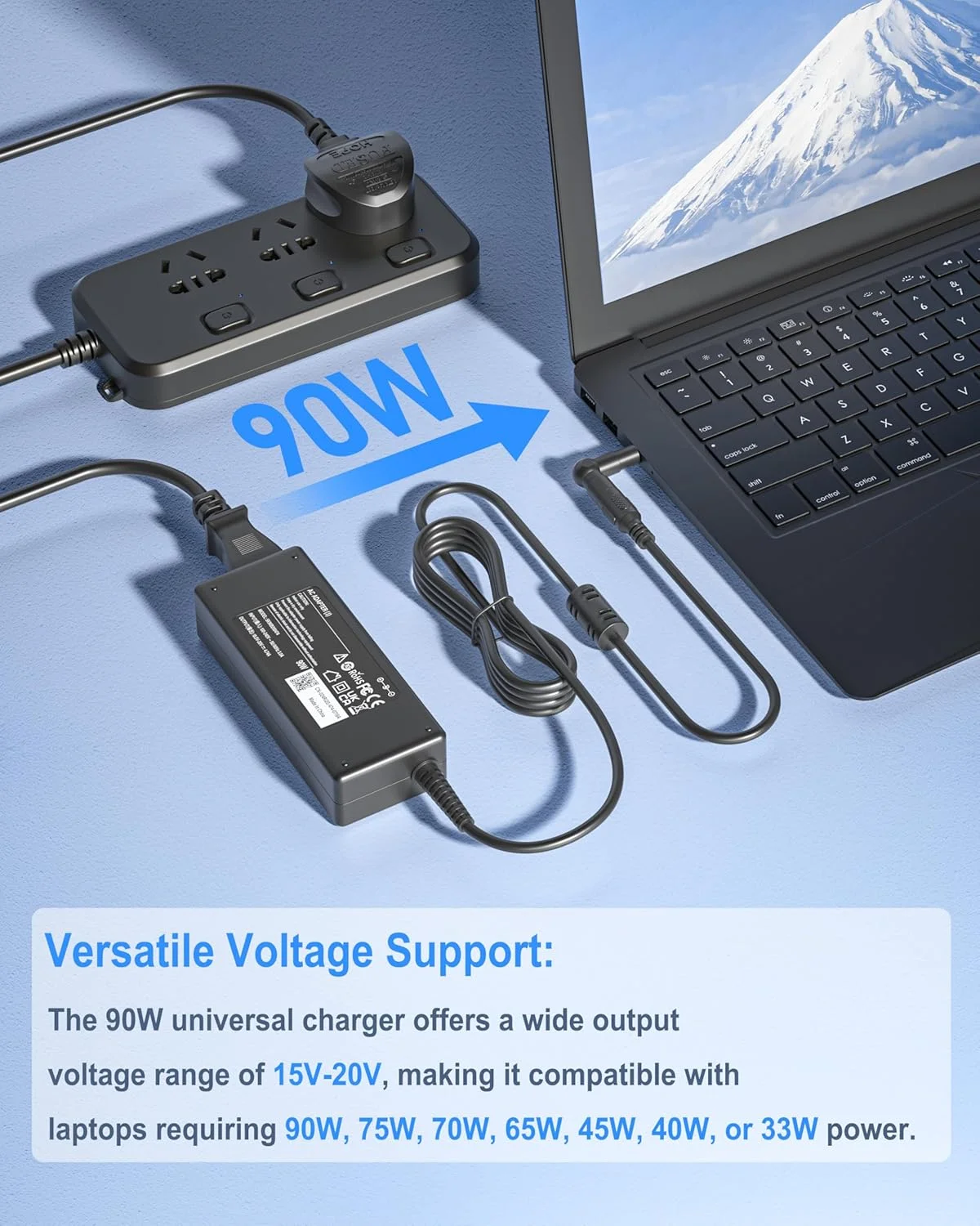 شارژر لپ تاپ NATNO 90W آداپتور AC جهانی برای HP Lenovo Dell Acer Asus Toshiba Samsung Sony Fujitsu IBM Gateway نوت بوک Ultrabook Chromebook منبع تغذیه با 15 کانکتور