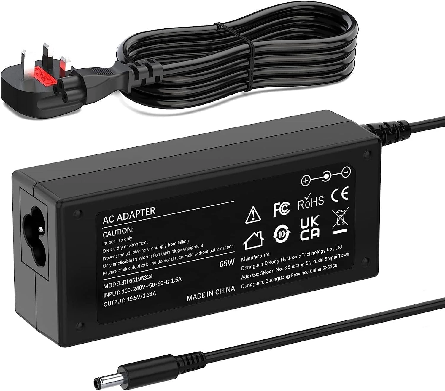 شارژر لپ تاپ دل اینسپایرون NTECH 65W/45W مناسب برای 15-5000/3000/7000 و 17-5000/3000، شارژر برای دل 5559/5568/5758/7779/7348/7359/5567 (اندازه کانکتور (4.5 x 3.0mm) مشکی