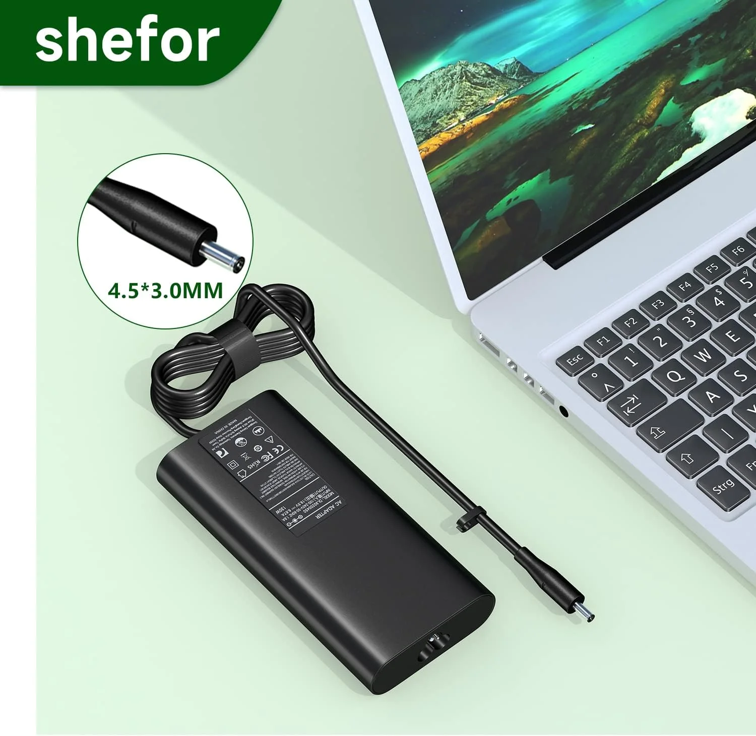 شارژر لپ تاپ 130 واتی shefor برای Dell XPS 15 9530 9550 9560 9570، Dell Inspiron 13 7347 13 7348 7459، Dell Precision M2800 M3800 5510 5520 5530 DA130PM130 HA130PM130 آداپتور منبع تغذیه 【4.5mm x 3.0mm】