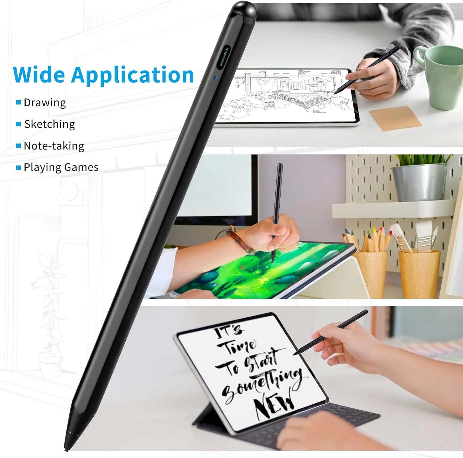 قلم Dell Rsepvwy برای لپ‌تاپ‌های لمسی 2 در 1، قلم استایلوس فعال جهانی سازگار با لپ‌تاپ‌های لمسی Dell برای طراحی، مشکی