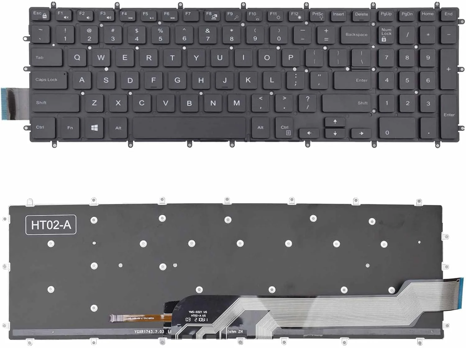 کیبورد لپ تاپ نور پس زمینه TLBTEK جایگزین سازگار با Dell Inspiron 15-3580 15-3581 15-3582 15-3583 15-3584 15-3585 15-3590 15-3593 15-5565 15-5567 15-5575 15-5583 15-7566 17-3585 Series