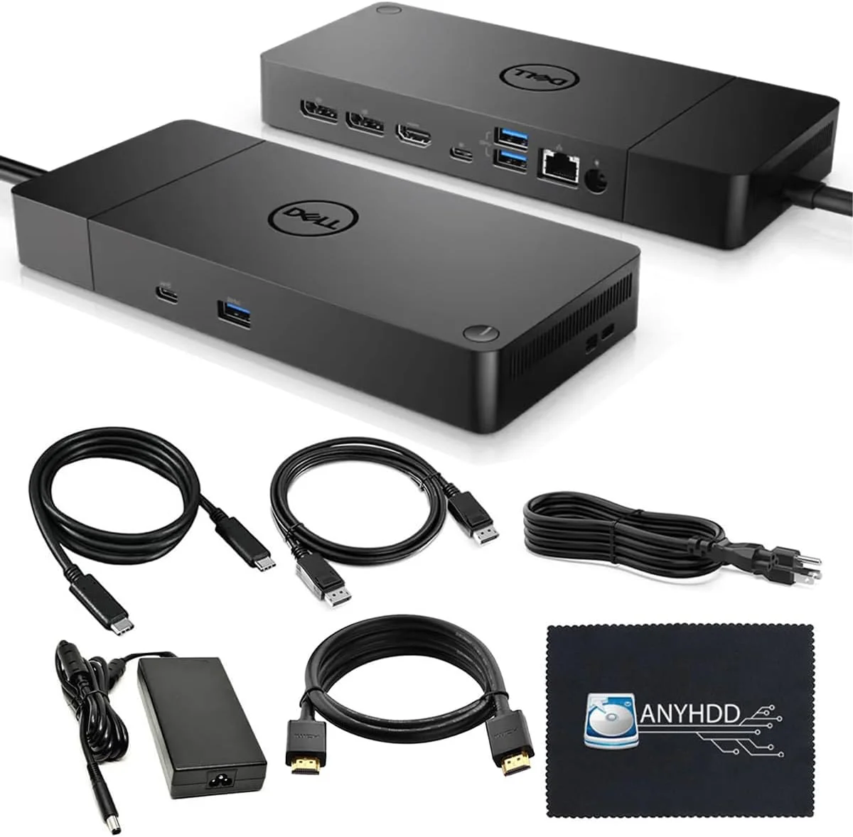ایستگاه داکینگ Dell WD19S باندل مانیتور دوگانه - 180 وات، پشتیبانی از نمایشگر 4K، داک Dell با منبع تغذیه 180 واتی + کابل HDMI 4K + کابل DisplayPort 4K + کابل USB-C + پارچه میکروفیبر