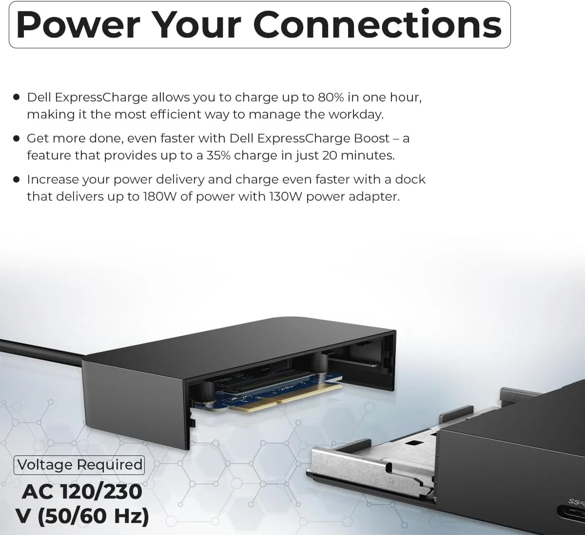 ایستگاه داکینگ Dell WD19S باندل مانیتور دوگانه - 180 وات، پشتیبانی از نمایشگر 4K، داک Dell با منبع تغذیه 180 واتی + کابل HDMI 4K + کابل DisplayPort 4K + کابل USB-C + پارچه میکروفیبر