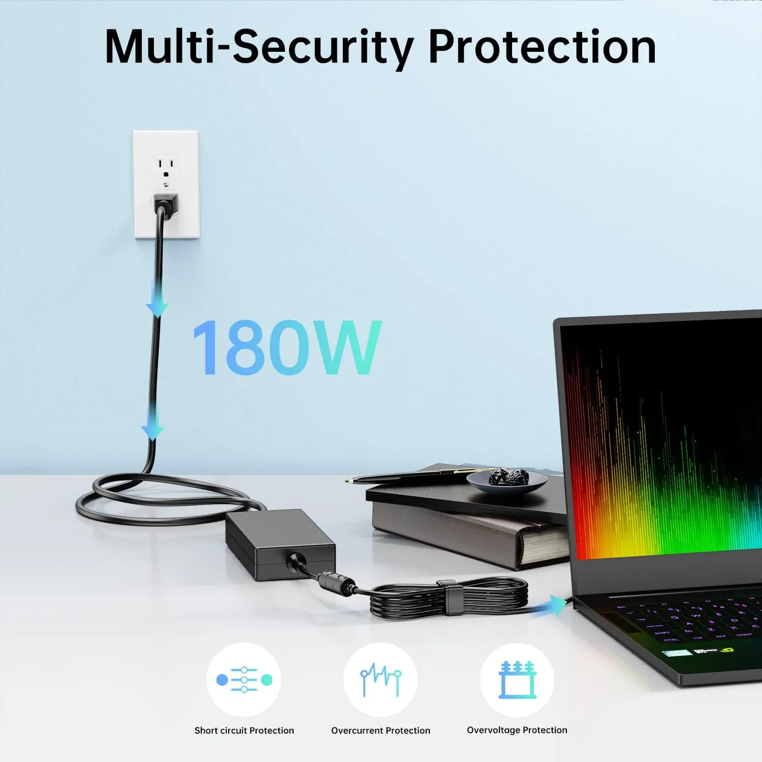 شارژر 180 واتی 20 ولت 9 آمپر DONGERDI برای MSI Creator M16، Stealth 15M، Crosshair Sword 15 17، GF66 GF76 GL66 GL76، A17-180P4B A18-150P1A