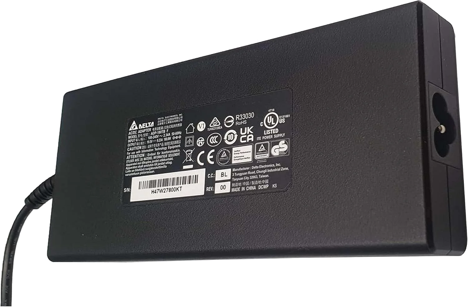 آداپتور AC لپ تاپ گیمینگ 180 واتی دلتا سازگار با MSI GT60 GT70 GT683 GX60 GT780 ADP-180EB D, GF62 8RC ADP-180TB FBL 19.5V 9.23A منبع تغذیه PSU پین 5.5mm*2.5mm