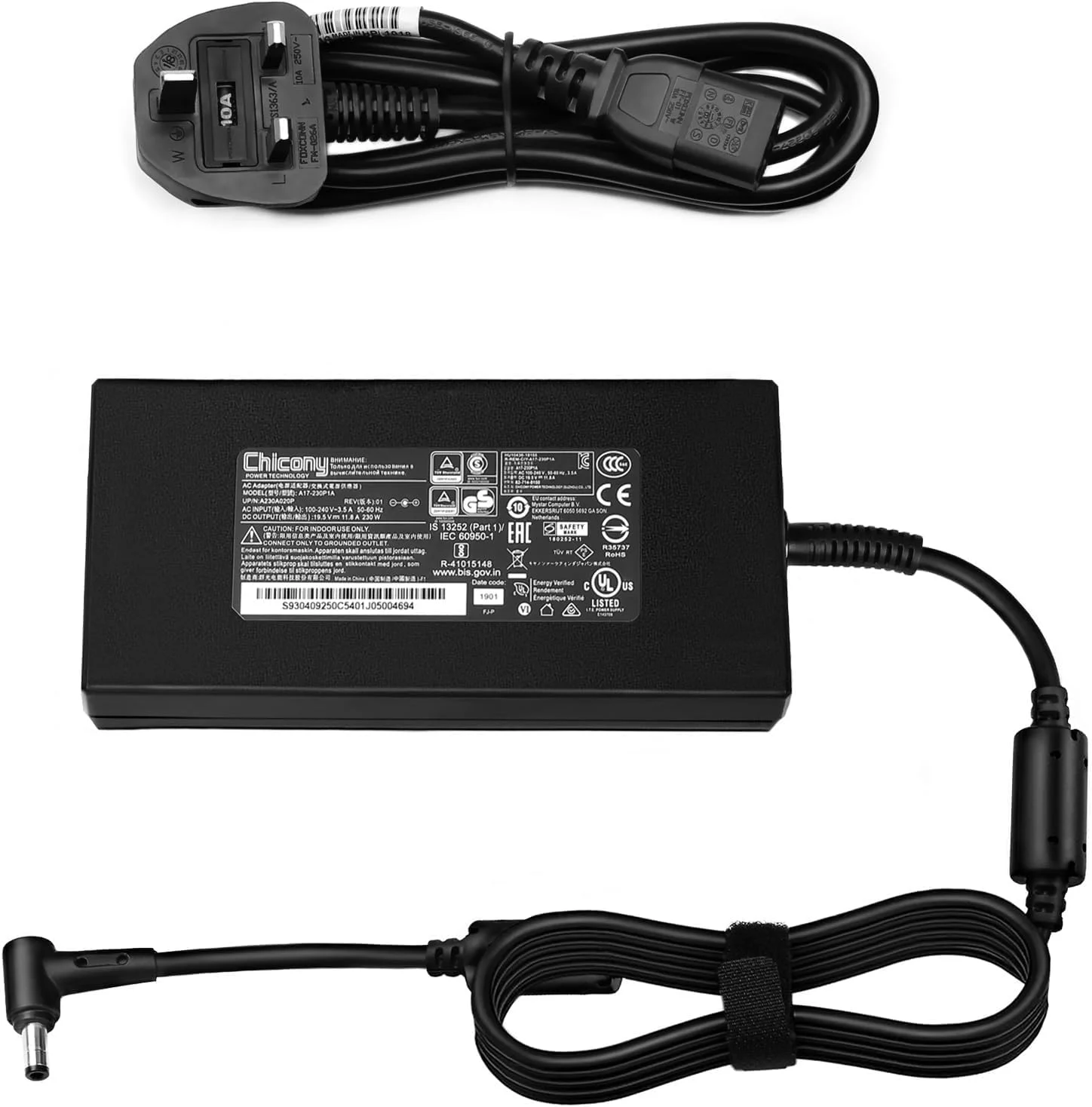 آداپتور شارژر 230 واتی AC سازگار با MSI A17-230P1A ADP-230GB GS66 GS76 GS75 GS65 Stealth MSI P65 P75 Laptop Power Supply Cord