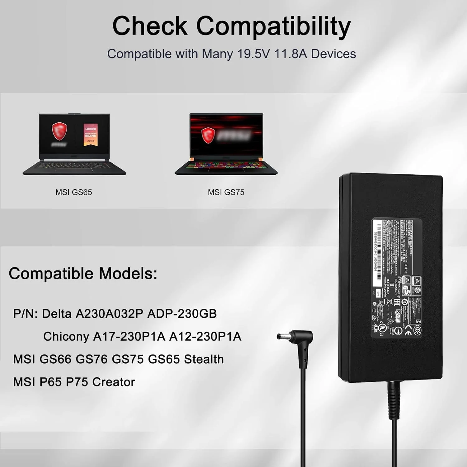 آداپتور شارژر 230 واتی AC سازگار با MSI A17-230P1A ADP-230GB GS66 GS76 GS75 GS65 Stealth MSI P65 P75 Laptop Power Supply Cord آداپتور شارژر 230 واتی AC سازگار با MSI A17-230P1A ADP-230GB GS66 GS76 GS75 GS65 Stealth MSI P65 P75 Laptop Power Supply Cord