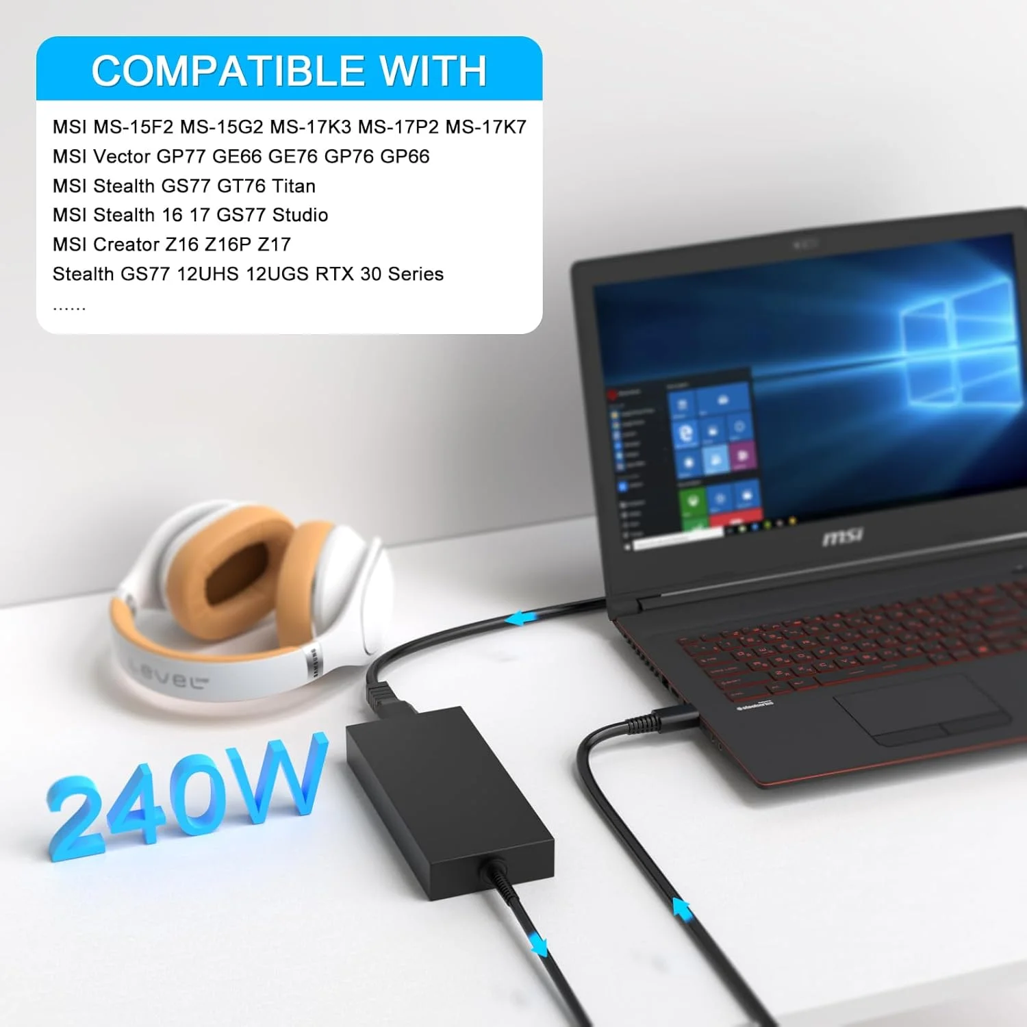 شارژر USB تیپ 240 واتی VHBW برای MSI GP77 GS77 GE76 GE66 GP76 GP66 MS-17K3 A20-240P2A A240A007P S93-0409410-C54 Stealth 17 14 Studio Creator Z16 HX CreatorPro Z16P Z17 RTX 4090 4080 4070 شارژر USB تیپ 240 واتی VHBW برای MSI GP77 GS77 GE76 GE66 GP76 GP66 MS-17K3 A20-240P2A A240A007P S93-0409410-C54 Stealth 17 14 Studio Creator Z16 HX CreatorPro Z16P Z17 RTX 4090 4080 4070