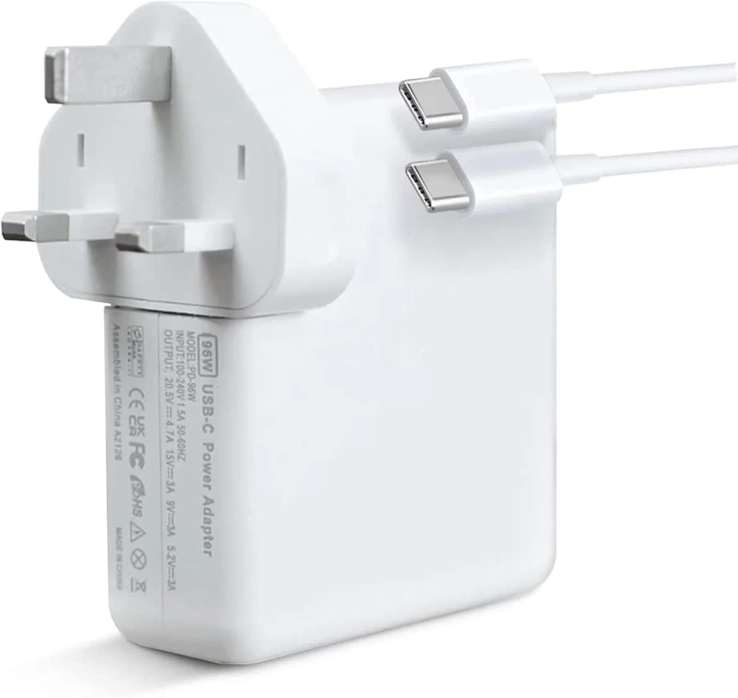 شارژر سریع 96 واتی Type C Macbook Pro-Air، آداپتور برق سازگار با لپ‌تاپ‌های 13، 14، 15، 16 اینچی مدل‌های 2016/17/18/19/20، تبلت‌ها و تلفن‌های هوشمند، شارژر تاندربولت با کابل USB C به طول 6 فوت