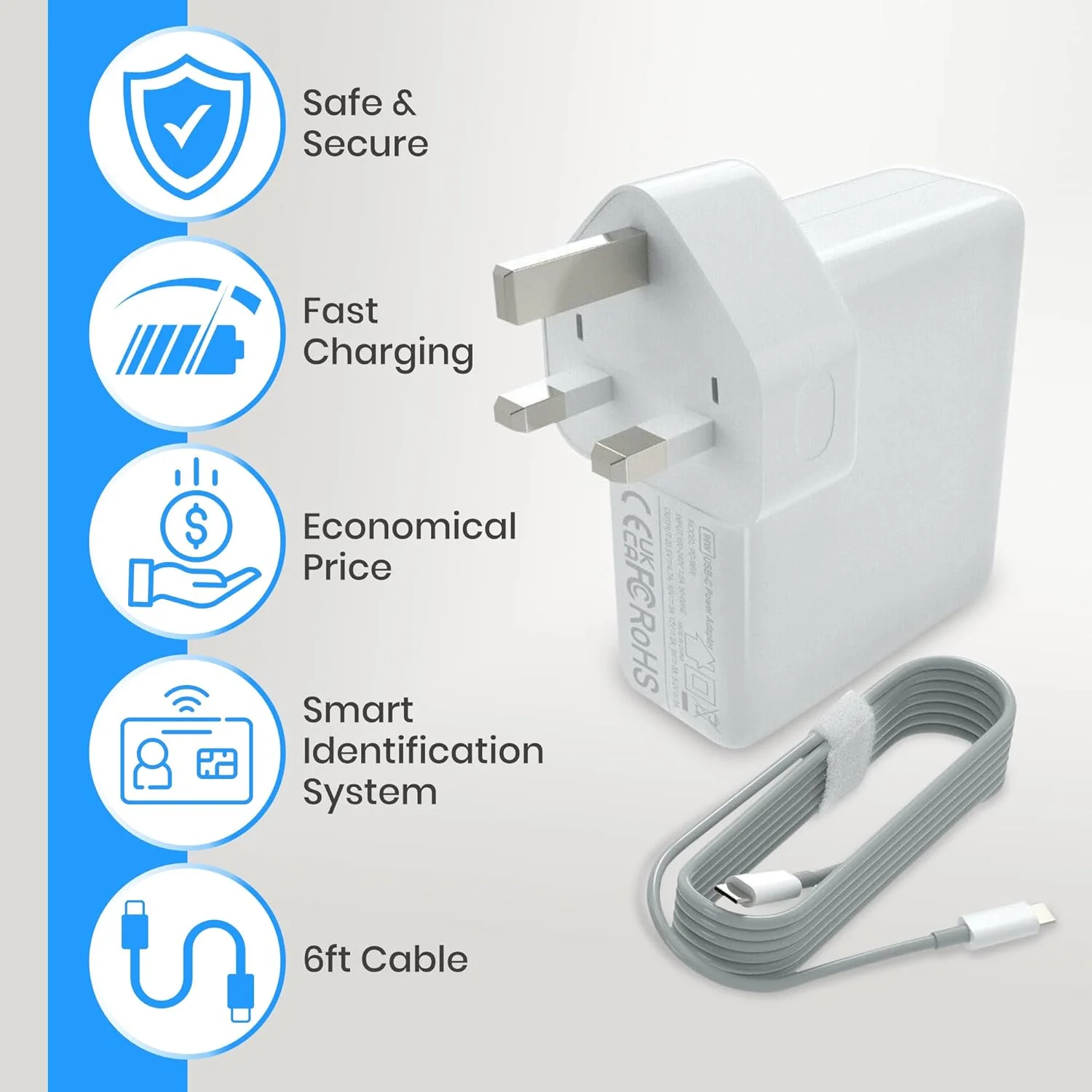 شارژر سریع 96 واتی Type C Macbook Pro-Air، آداپتور برق سازگار با لپتاپهای 13، 14، 15، 16 اینچی مدلهای 2016/17/18/19/20، تبلتها و تلفنهای هوشمند، شارژر تاندربولت با کابل USB C به طول 6 فوت شارژر سریع 96 واتی Type C Macbook Pro-Air، آداپتور برق سازگار با لپتاپهای 13، 14، 15، 16 اینچی مدلهای 2016/17/18/19/20، تبلتها و تلفنهای هوشمند، شارژر تاندربولت با کابل USB C به طول 6 فوت