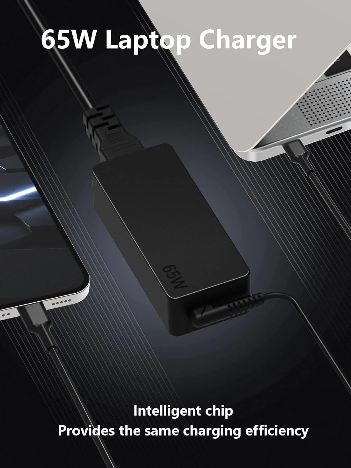 شارژر لپ تاپ 65 واتی USB C یونیورسال MIXYACEH، سازگار با Huawei Lenovo HP Acer Asus Samsung Mac book pro Dell، جایگزین سریع آداپتور AC Type C