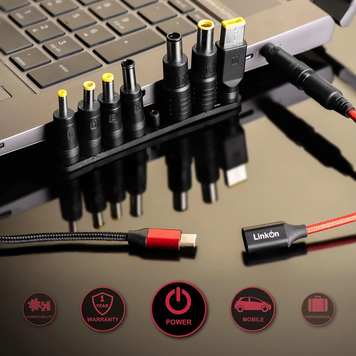 تبدیل لینک‌آن PD به DC با توان 100 وات، USB-C مادگی به DC نری برای لپ‌تاپ‌های قدیمی 19 تا 21 ولت، با استفاده از شارژر PD3.0 20 ولت سازگار با HP Lenovo Dell MSI IBM Acer ASUS Sony Compaq Fujitsu