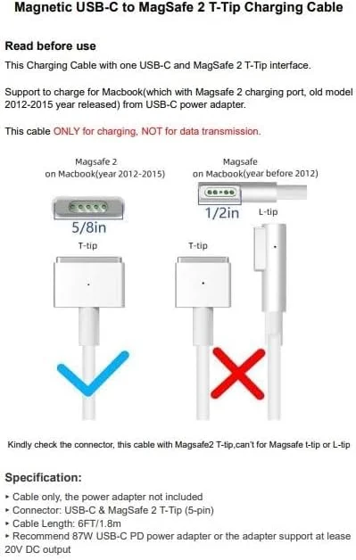آداپتور برق 45 واتی جایگزین eWINNER برای MagSafe 2، دوشاخه UK، 14.85 ولت، 3.05 آمپر برای MacBook Air 11 اینچ/13 اینچ (مدل های منتشر شده 2012-2017)