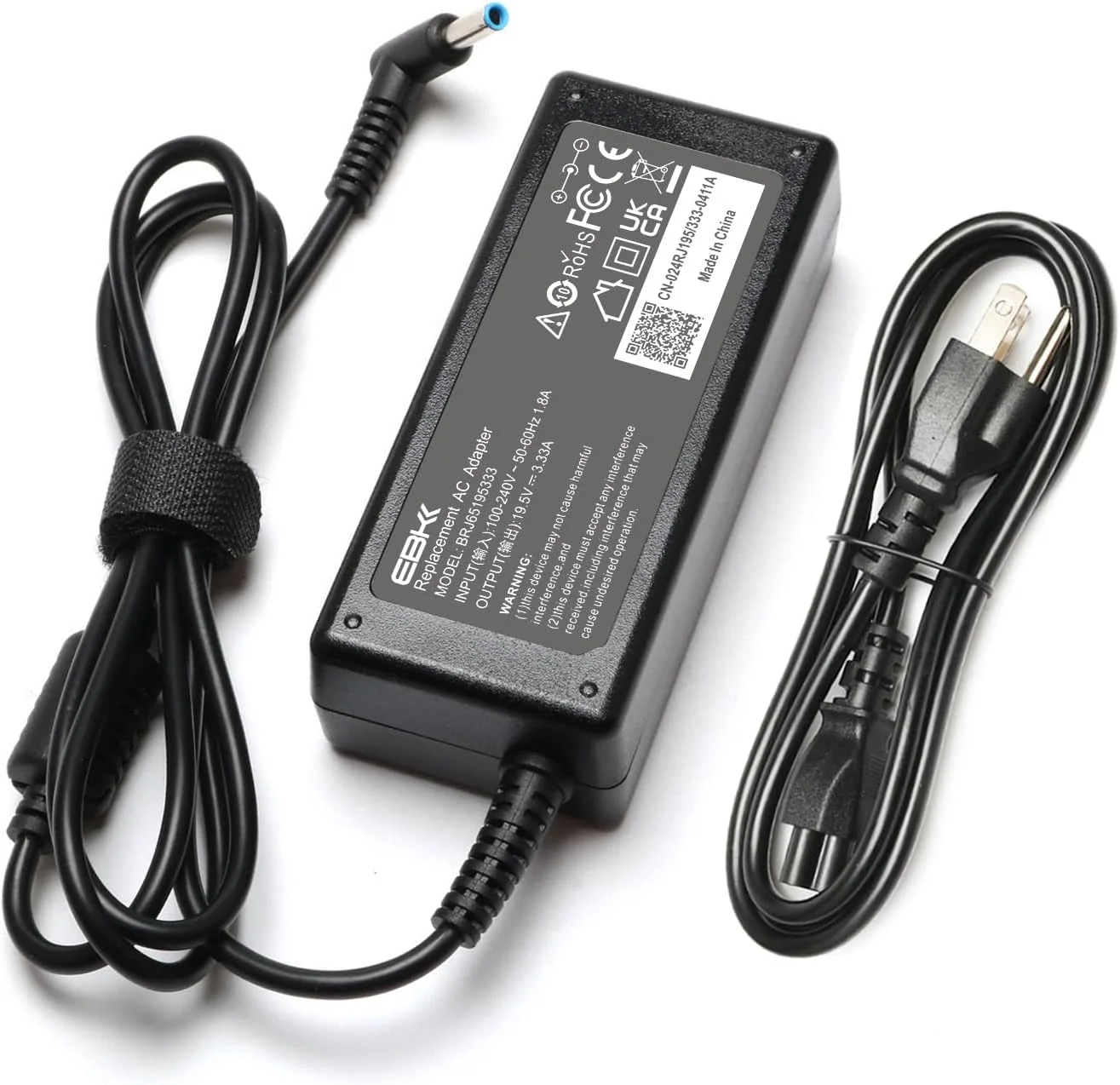 شارژر لپ تاپ 65 واتی EBKK برای شارژر HP EliteBook 840 850 845 830 820 G9 G8 G7 G6 G5 G4 G3 / ProBook 450 430 440 446 455 470 640 650 745 735 725 755 به همراه سیم برق