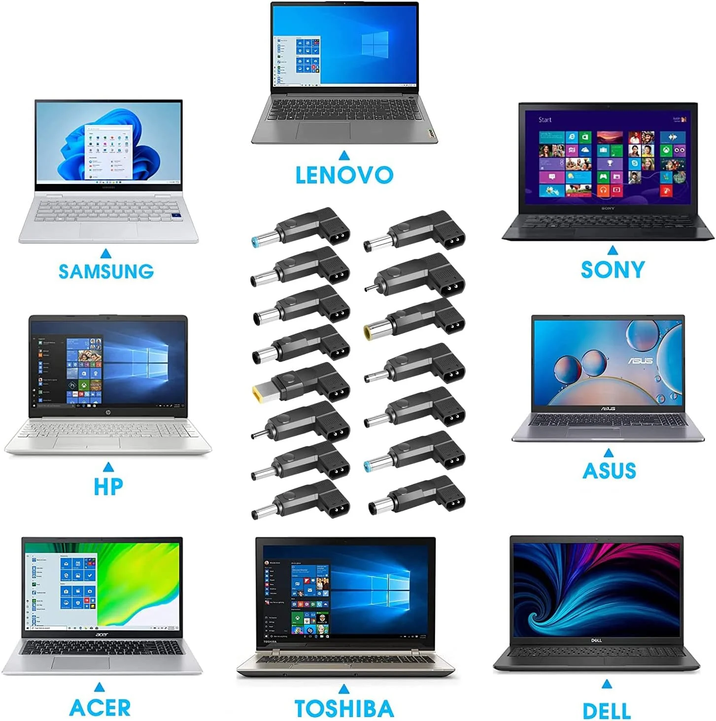 کابل برق USB C PD به کیت آداپتور نوک DC لپ تاپ یونیورسال، کابل تبدیل Type-C به پلاگین شارژر منبع تغذیه 15 کانکتور HP Dell MSI LG Toshiba Lenovo Acer Asus Sony Samsung Laptop، مشکی کابل برق USB C PD به کیت آداپتور نوک DC لپ تاپ یونیورسال، کابل تبدیل Type-C به پلاگین شارژر منبع تغذیه 15 کانکتور HP Dell MSI LG Toshiba Lenovo Acer Asus Sony Samsung Laptop، مشکی