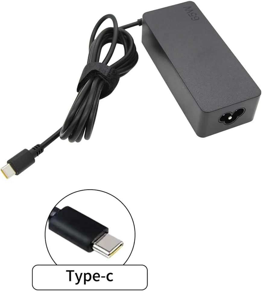 آداپتور شارژر 65 واتی LZUMWS برای لپ تاپ لنوو 20 ولت 3.25 آمپر USB Type-C برای Thinkpad، Yoga X270، Chromebook C630، HP، Dell XPS، Acer، Asus، برای Samsung Galaxy و سایر دستگاه های Type C