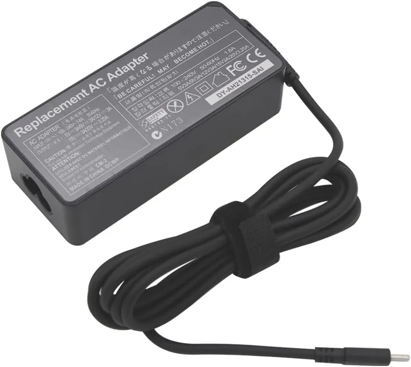 آداپتور شارژر 65 واتی LZUMWS برای لپ تاپ لنوو 20 ولت 3.25 آمپر USB Type-C برای Thinkpad، Yoga X270، Chromebook C630، HP، Dell XPS، Acer، Asus، برای Samsung Galaxy و سایر دستگاه های Type C