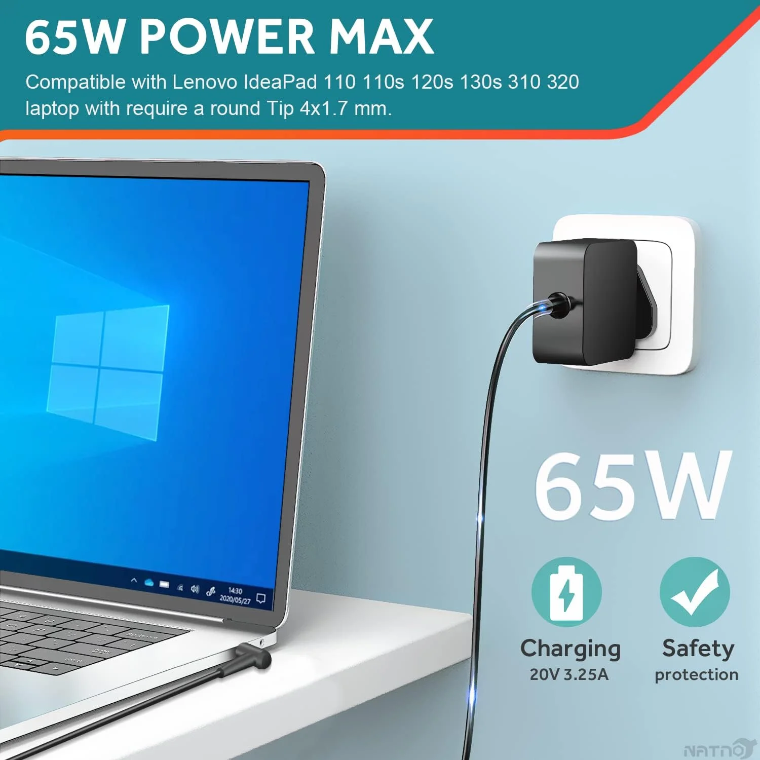 شارژر آداپتور 65 واتی NATNO برای لپتاپهای Lenovo IdeaPad 330 330s 320 310 100 110 110S 120 120S 510 S340 S145 710S، Flex 3 4 5 6 با نوک گرد 4.0 * 1.7 میلیمتری (DL65200325) شارژر آداپتور 65 واتی NATNO برای لپتاپهای Lenovo IdeaPad 330 330s 320 310 100 110 110S 120 120S 510 S340 S145 710S، Flex 3 4 5 6 با نوک گرد 4.0 * 1.7 میلیمتری (DL65200325)