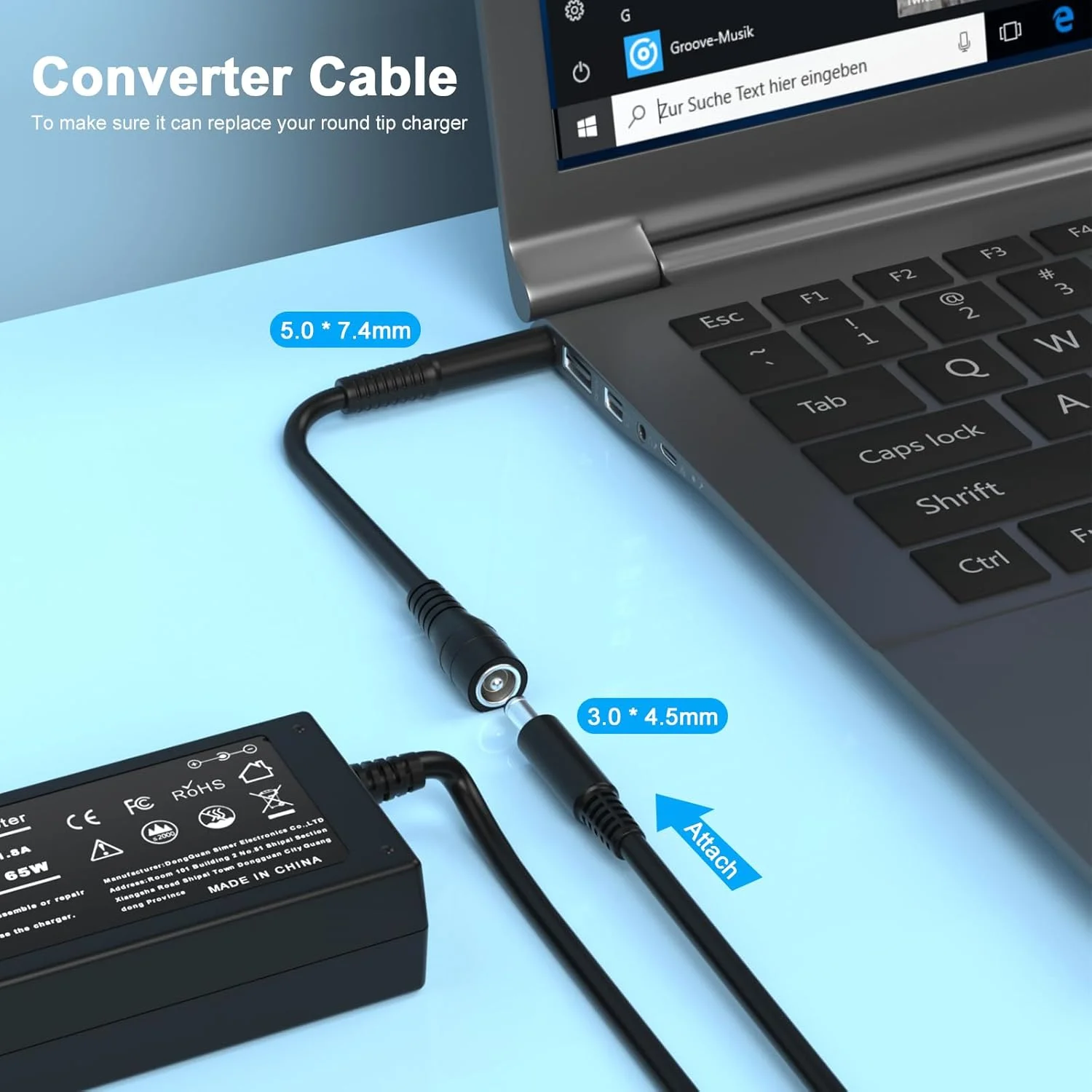 شارژر لپ تاپ 65 واتی KAQIAR برای Dell Latitude 13 3301 3310 3390 14 3400 3410 3420 3490 15 3500 3510 3520 3590 Vostro 13 5301 5390 14 5401 5402 5490 15 3558 3559 - آداپتور دارای گواهینامه UL