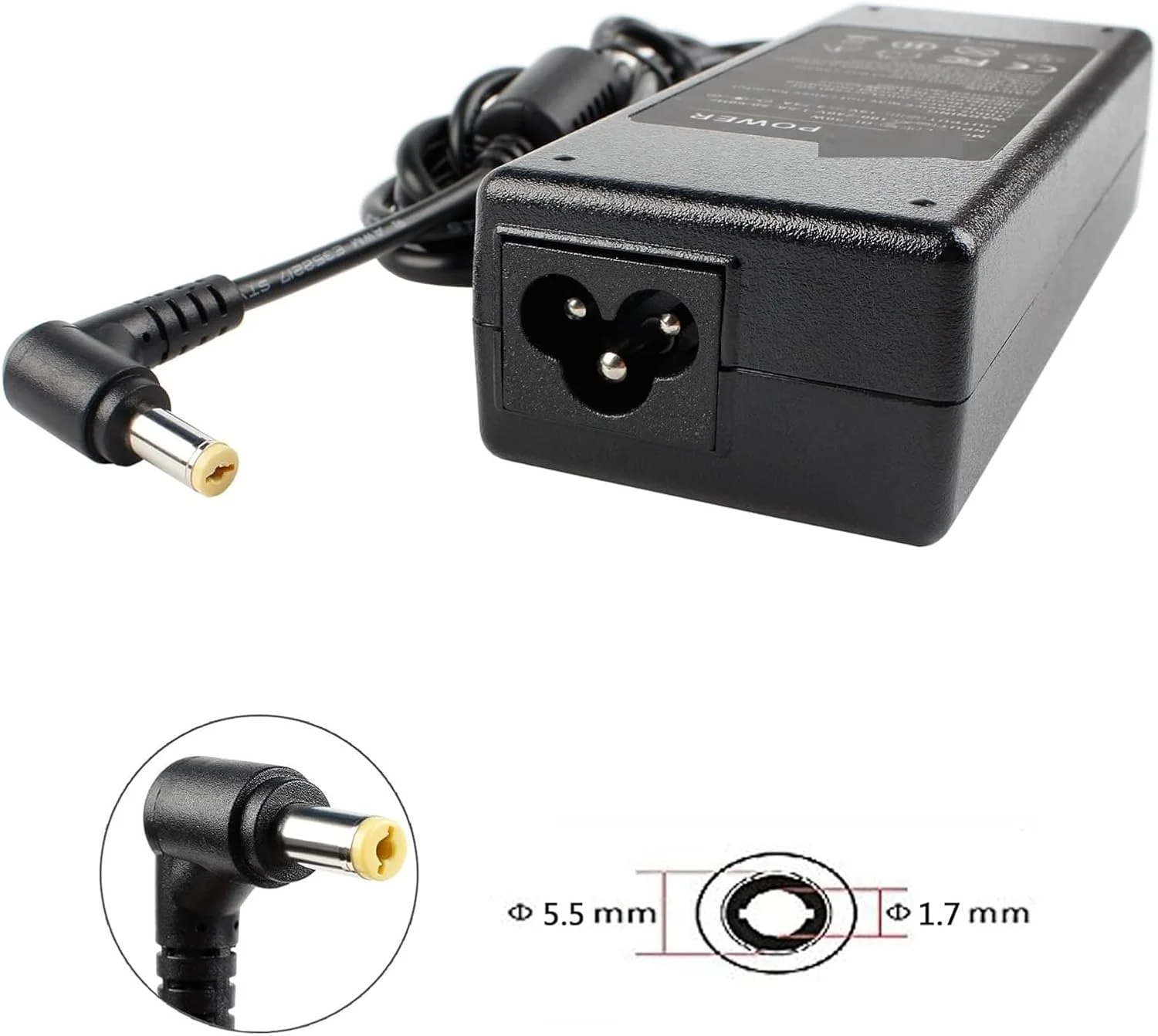 شارژر لپ تاپ POKKA® 90W/19V/4.74A برای کامپیوتر نوت بوک Acer، سیم برق، آداپتور AC، سری Aspire Nitro Spin TravelMate (سازگار با 75W)، کانکتور 【5.5 x 1.7mm】