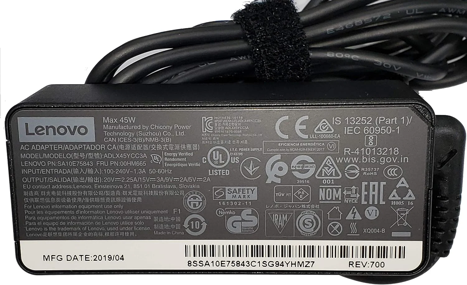 شارژر لپ تاپ لنوو 45 وات USB Type C آداپتور برق AC - ThinkPad Yoga Miix, X280 T480 T480s T580 E480, MIIX5 Pro, X1 Carbon 2017 2018, X1 Tablet