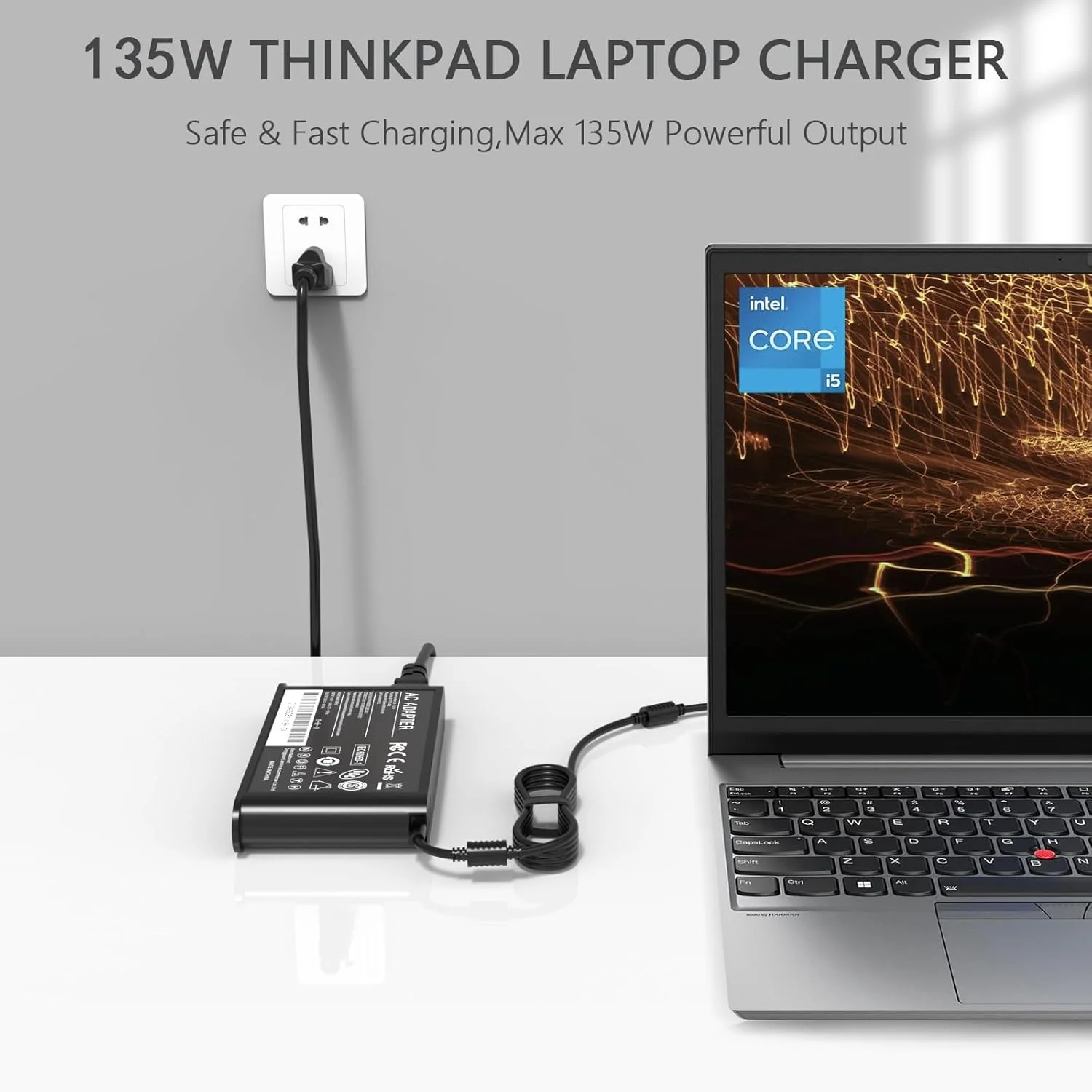 شارژر لپ تاپ 135 واتی GKLSPL برای لنوو Thinkpad X1 Extreme، Ideapad Gaming L340، Yoga 9i و شارژر داک شارژر لپ تاپ 135 واتی GKLSPL برای لنوو Thinkpad X1 Extreme، Ideapad Gaming L340، Yoga 9i و شارژر داک