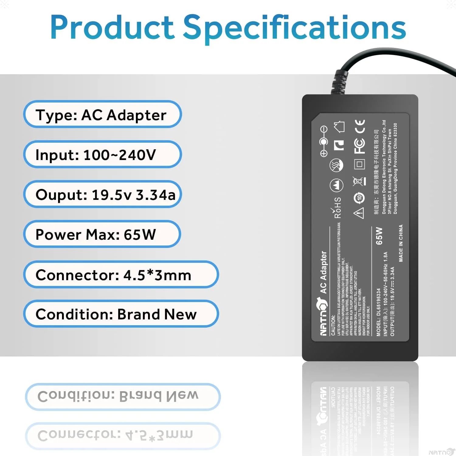 شارژر 65 واتی NATNO سازگار با Dell Inspiron 15 17 7000 5000 3000 Series 3452 3555 3558 3565 3567 5551 5552 5555 5558 5559 5565 5568 5578 7359 7558 7569 7579 XPS 13 شارژر لپ تاپ دل شارژر 65 واتی NATNO سازگار با Dell Inspiron 15 17 7000 5000 3000 Series 3452 3555 3558 3565 3567 5551 5552 5555 5558 5559 5565 5568 5578 7359 7558 7569 7579 XPS 13 شارژر لپ تاپ دل