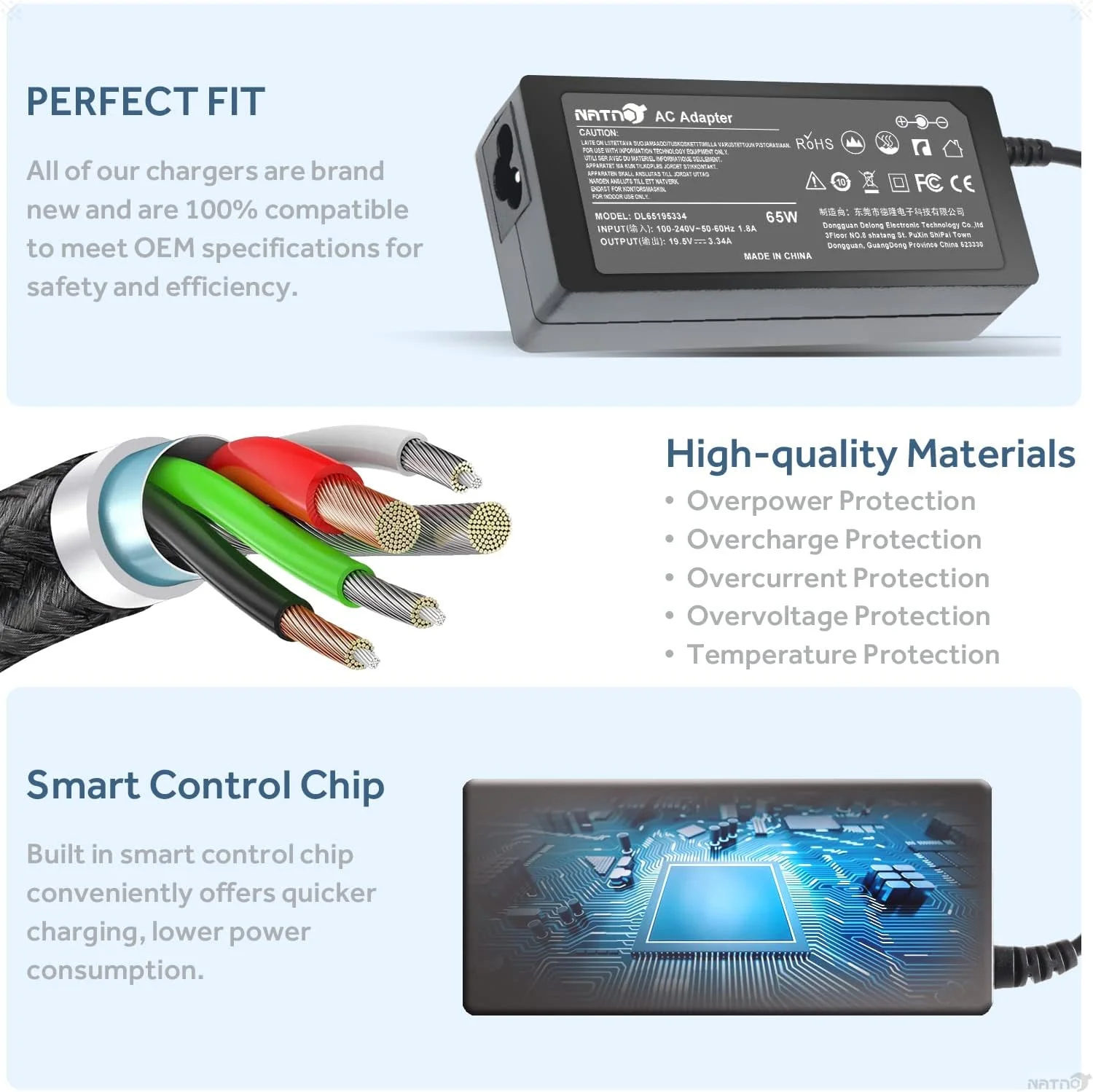 شارژر 65 واتی NATNO سازگار با Dell Inspiron 15 17 7000 5000 3000 Series 3452 3555 3558 3565 3567 5551 5552 5555 5558 5559 5565 5568 5578 7359 7558 7569 7579 XPS 13 شارژر لپ تاپ دل شارژر 65 واتی NATNO سازگار با Dell Inspiron 15 17 7000 5000 3000 Series 3452 3555 3558 3565 3567 5551 5552 5555 5558 5559 5565 5568 5578 7359 7558 7569 7579 XPS 13 شارژر لپ تاپ دل