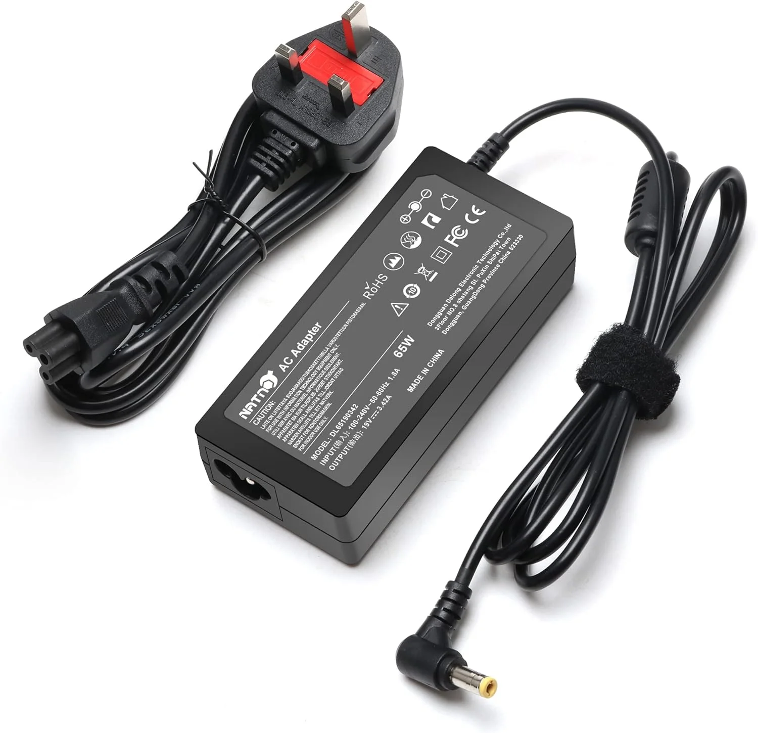 شارژر لپ تاپ 65 واتی NATNO 19V 3.42A آداپتور AC برای Toshiba Satellite C55 C55D C55DT C55T C75 C75D C655 C855 L55 L745 S55 C55-B5240X C55T-A5222 Asus Q551L Q301 U56E X551M X555L سیم برق نوک 5.5x2.5mm