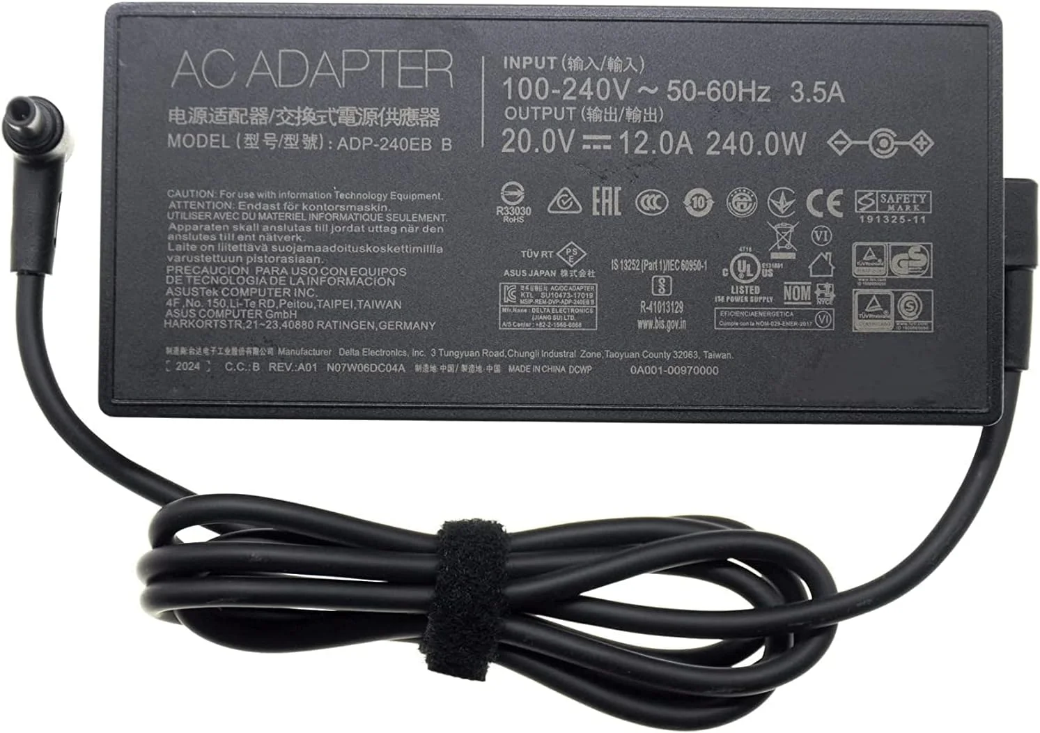 آداپتور شارژر JHZL 20V 12A 240W ADP-240EB B سازگار با ASUS ROG Strix G15 G513QM G17 G713QM G713QR ROG Strix SCAR 15 G533 17 G733 ROG Zephyrus M16 GU603، منبع تغذیه لپ تاپ، مشکی