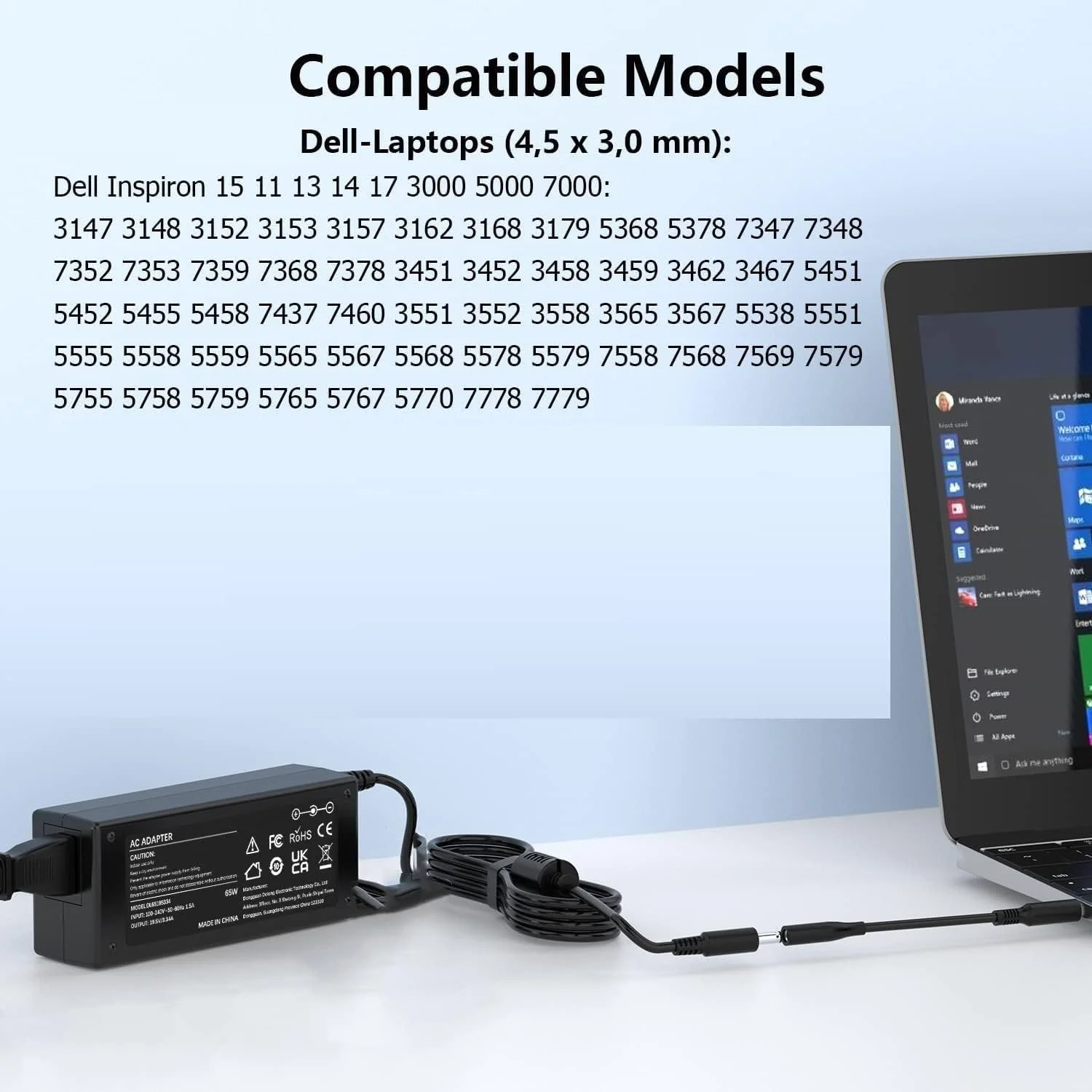 شارژر لپ تاپ دل اینسپایرون NTECH 65W/45W مدل های 15-5000/3000/7000 و 17-5000/3000، شارژر برای دل 5559/5568/5758/7779/7348/7359/5567 (اندازه کانکتور (4.5 x 3.0mm) مشکی شارژر لپ تاپ دل اینسپایرون NTECH 65W/45W مدل های 15-5000/3000/7000 و 17-5000/3000، شارژر برای دل 5559/5568/5758/7779/7348/7359/5567 (اندازه کانکتور (4.5 x 3.0mm) مشکی