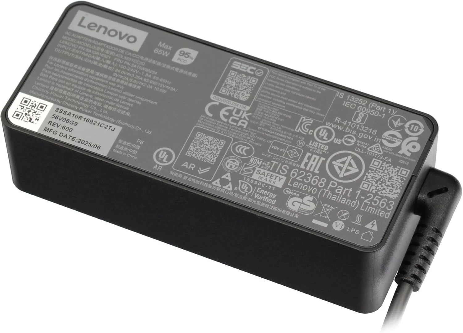 آداپتور AC لنوو USB-C 65 وات نرمال اورجینال برای ThinkPad T490s (20NX/20NY)
