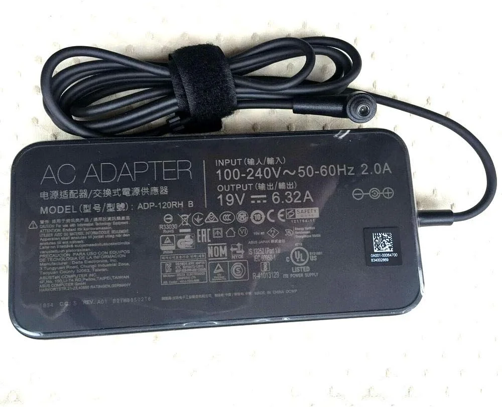 آداپتور برق 19 ولت 6.32 آمپر 120 وات 6.03.7 میلی‌متری FHSJD برای ایسوس TUF Gaming FX505DY FX505DD FX505DU FX505DT FX505DY-ES51 FX505DT-AH51 FX505DT-UD52 N120W-02 PA-1121-28 ADP-120RH B