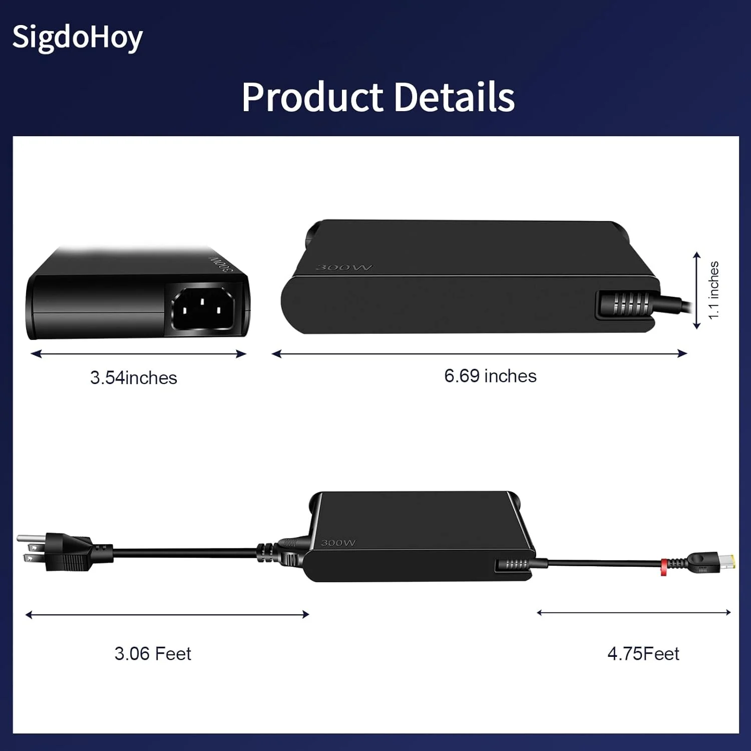 شارژر 300 وات AC برای لپ تاپ های Lenovo Legion Pro 5 5i 7 7i Legion Slim 7 7i 5 5i Legion 7 7i 5 5i و آداپتور برق Lenovo 300W مدل ADL300SDC3A