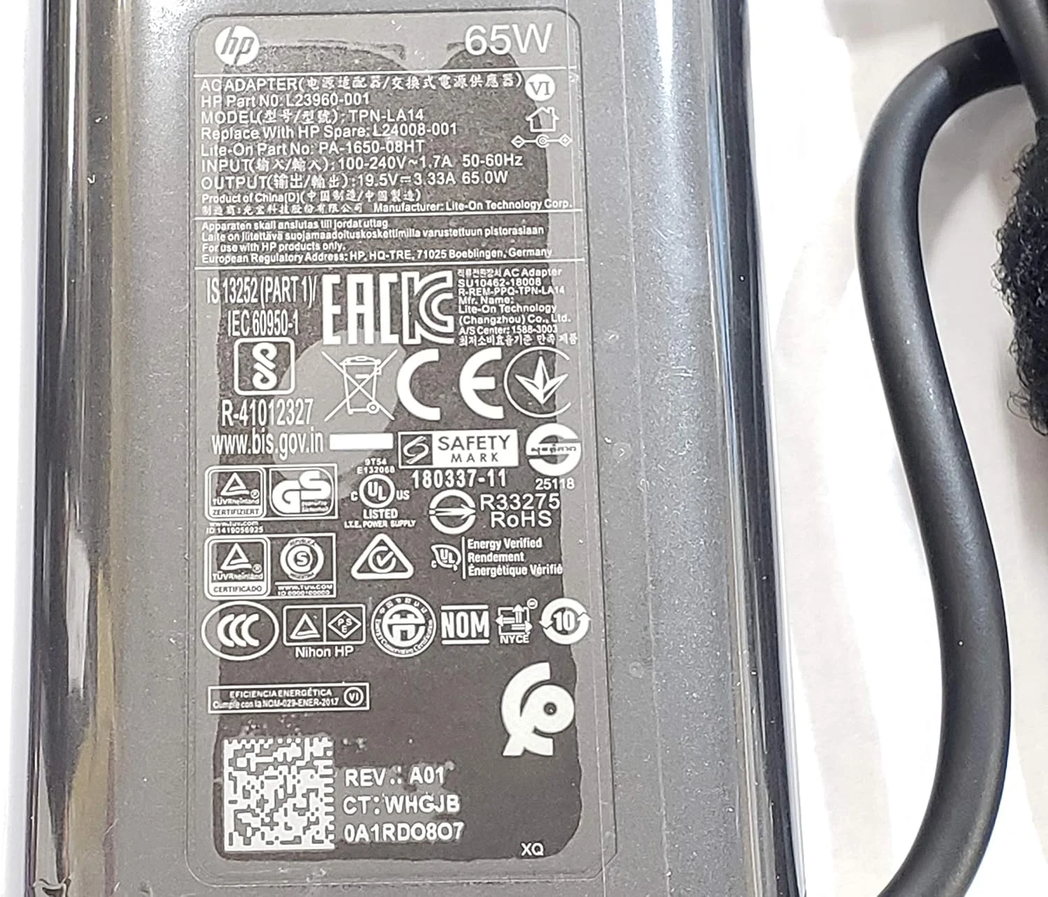 آداپتور 65 وات اصلی HP، نو، با نوک آبی 4.5/3.0mm، پارت نامبر: L23960-001, L24008-001, TPN-LA14، سازگار با: HP Spectre x360 13-4193nr, HP Spectre x360 15-ap001nx 15t-ap000 آداپتور 65 وات اصلی HP، نو، با نوک آبی 4.5/3.0mm، پارت نامبر: L23960-001, L24008-001, TPN-LA14، سازگار با: HP Spectre x360 13-4193nr, HP Spectre x360 15-ap001nx 15t-ap000