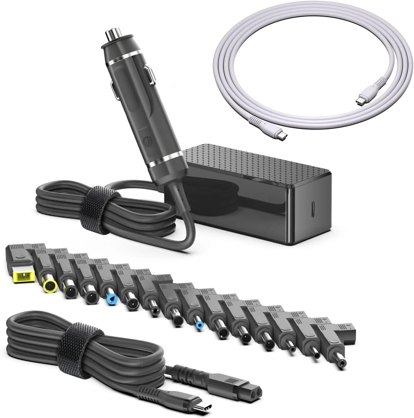 شارژر فندکی خودرو HKY 100W 140W USB C DC آداپتور برای لپ تاپ های Dell XPS 15 17 9575 9500/LG gram/ASUS/MacBook Pro Air/HP/MSI، ژنراتور ایستگاه برق قابل حمل Jackery Explorer 100 300 Plus 240 v2